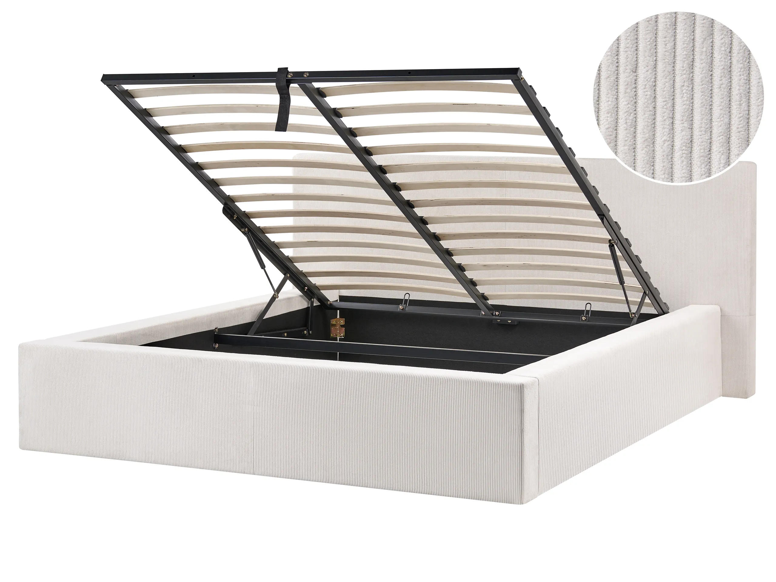 Cama con almacenaje Pana LILLEBONNE 160 x 200 cm Beige claro