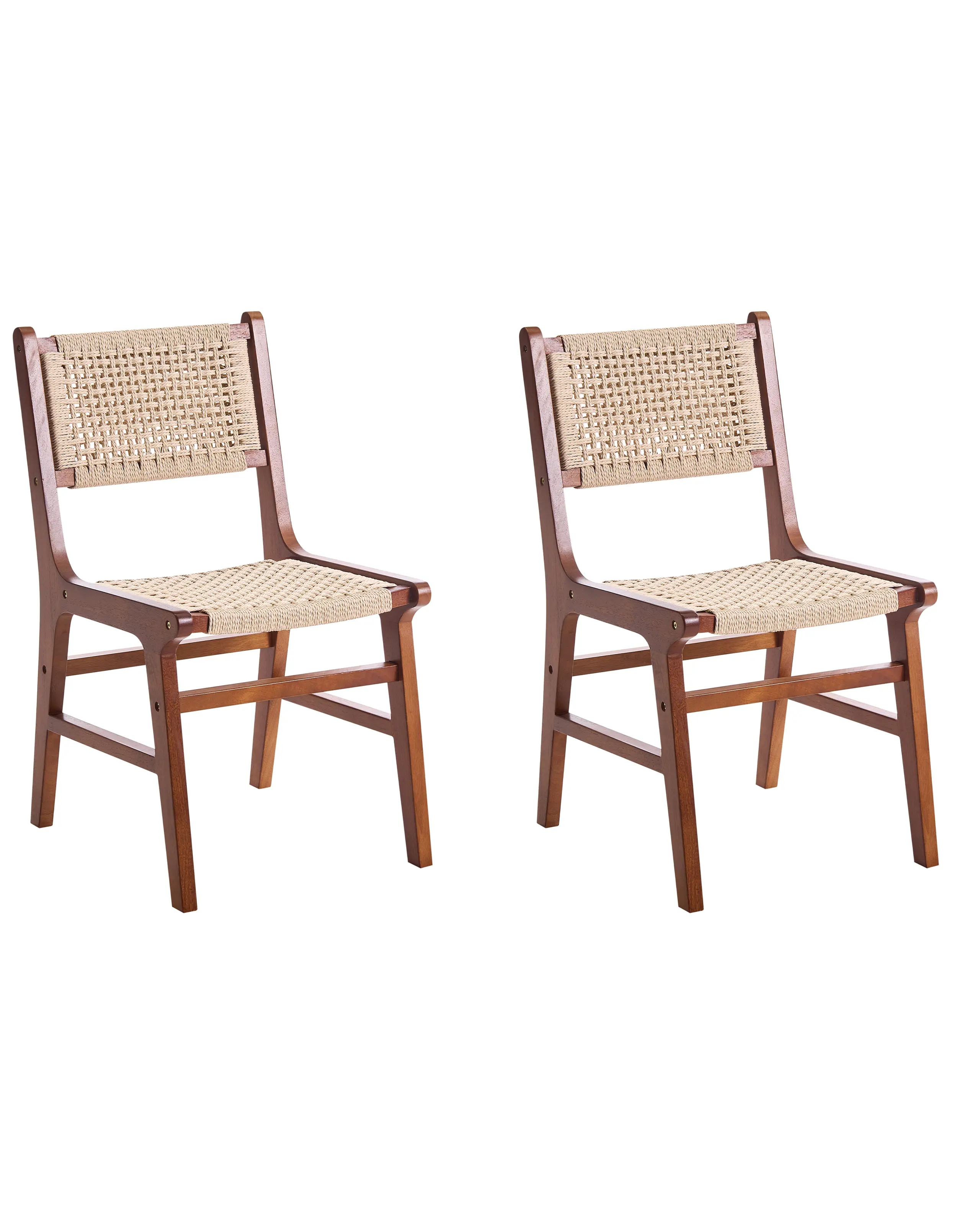 Conjunto de 2 sillas de comedor OZELLA Madera Marrón/Beige