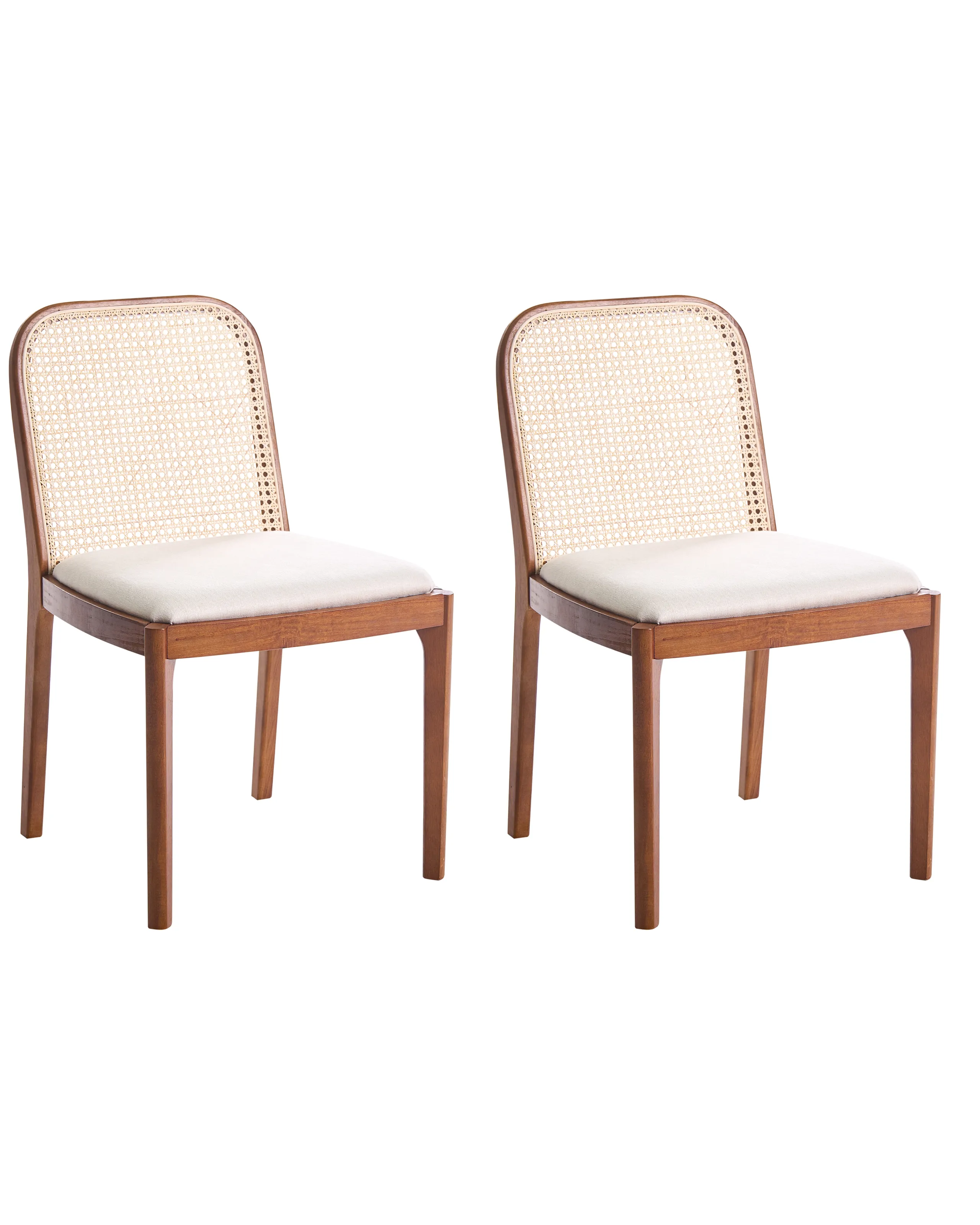 Conjunto de 2 sillas de comedor EDINA Tela Marrón/Beige