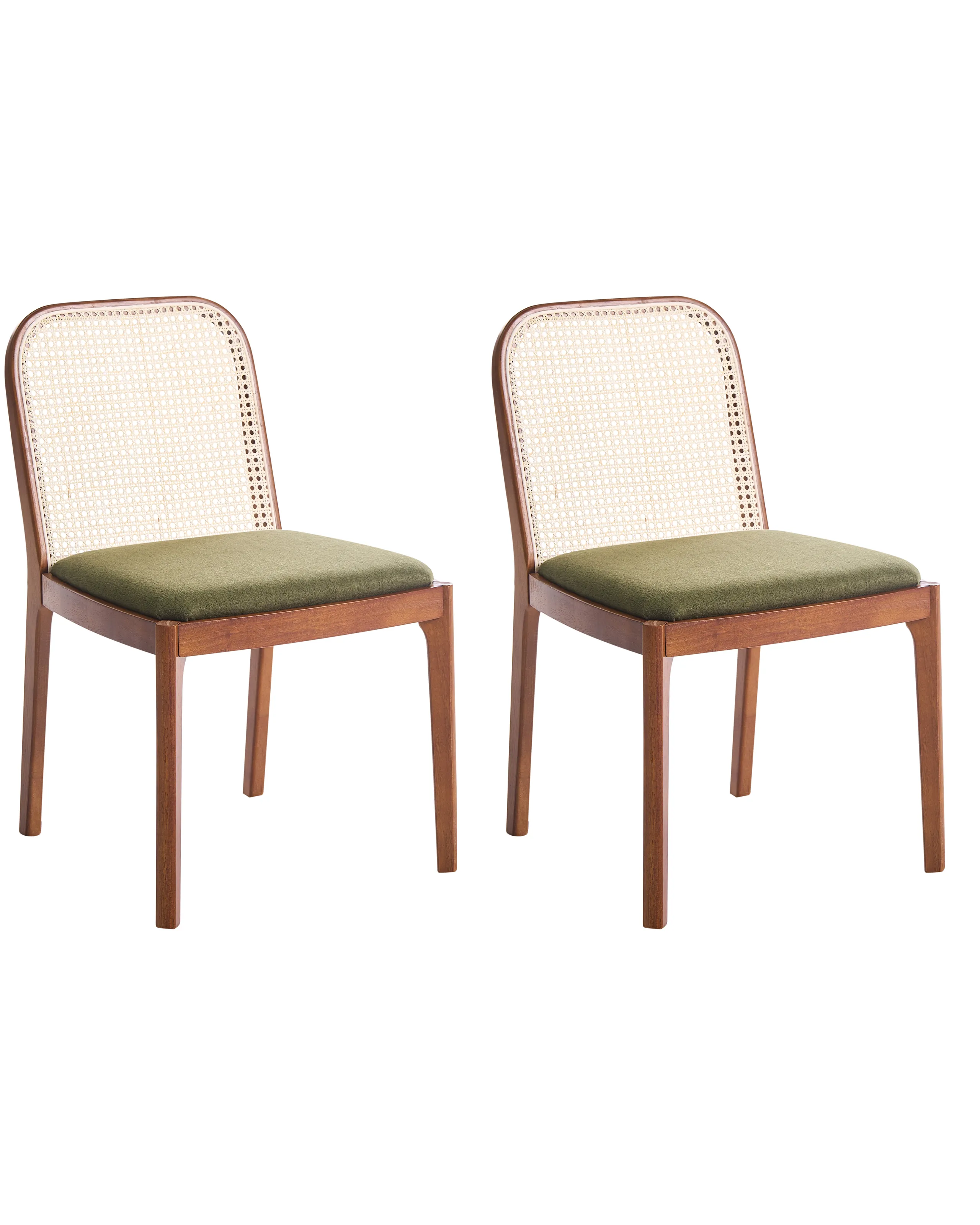 Conjunto de 2 sillas de comedor EDINA Tela Marrón/Verde