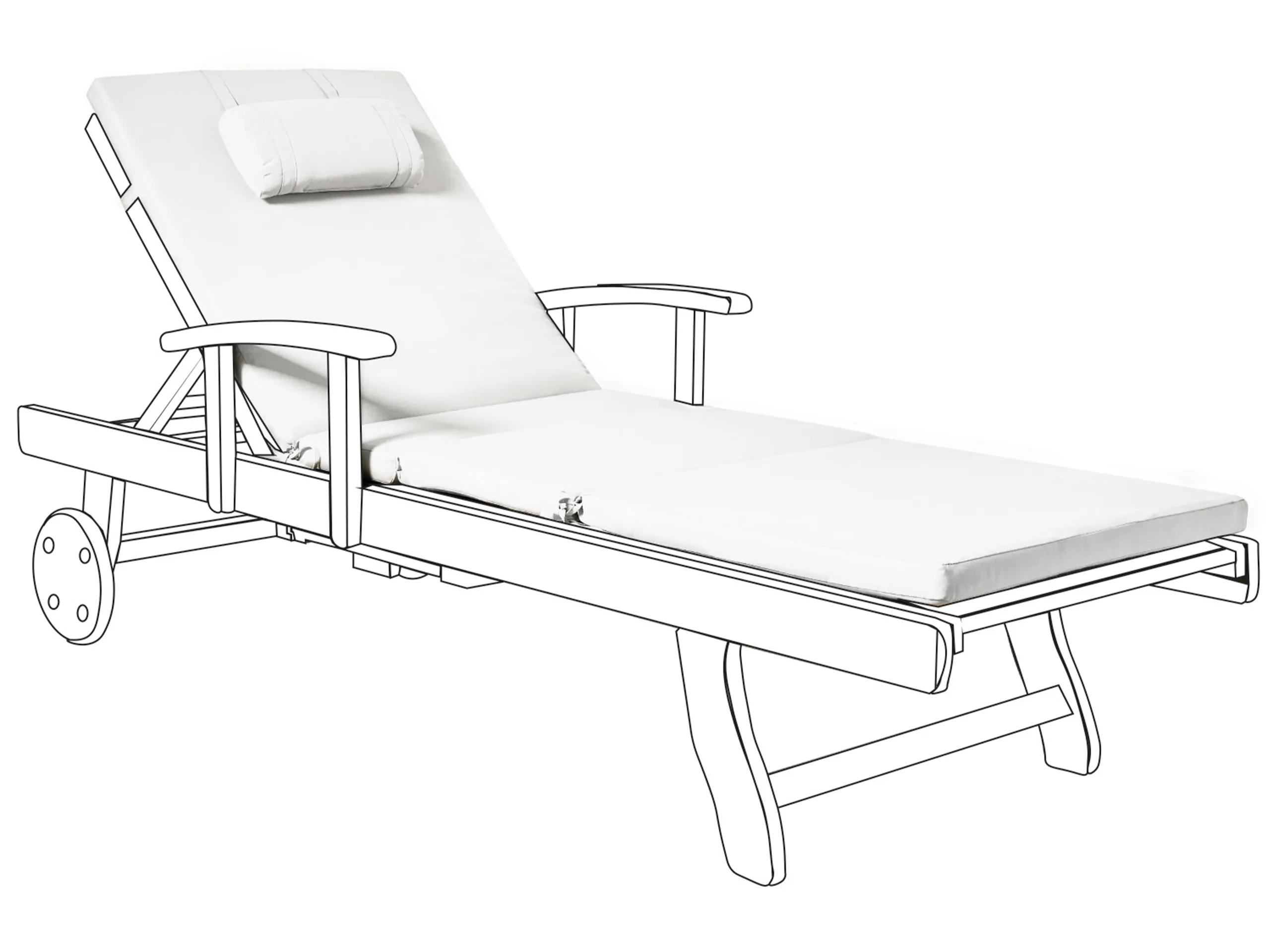 Cojín para tumbona TOSCANA/JAVA/AMANTEA PREMIUM 189 x 58 cm Blanco crema