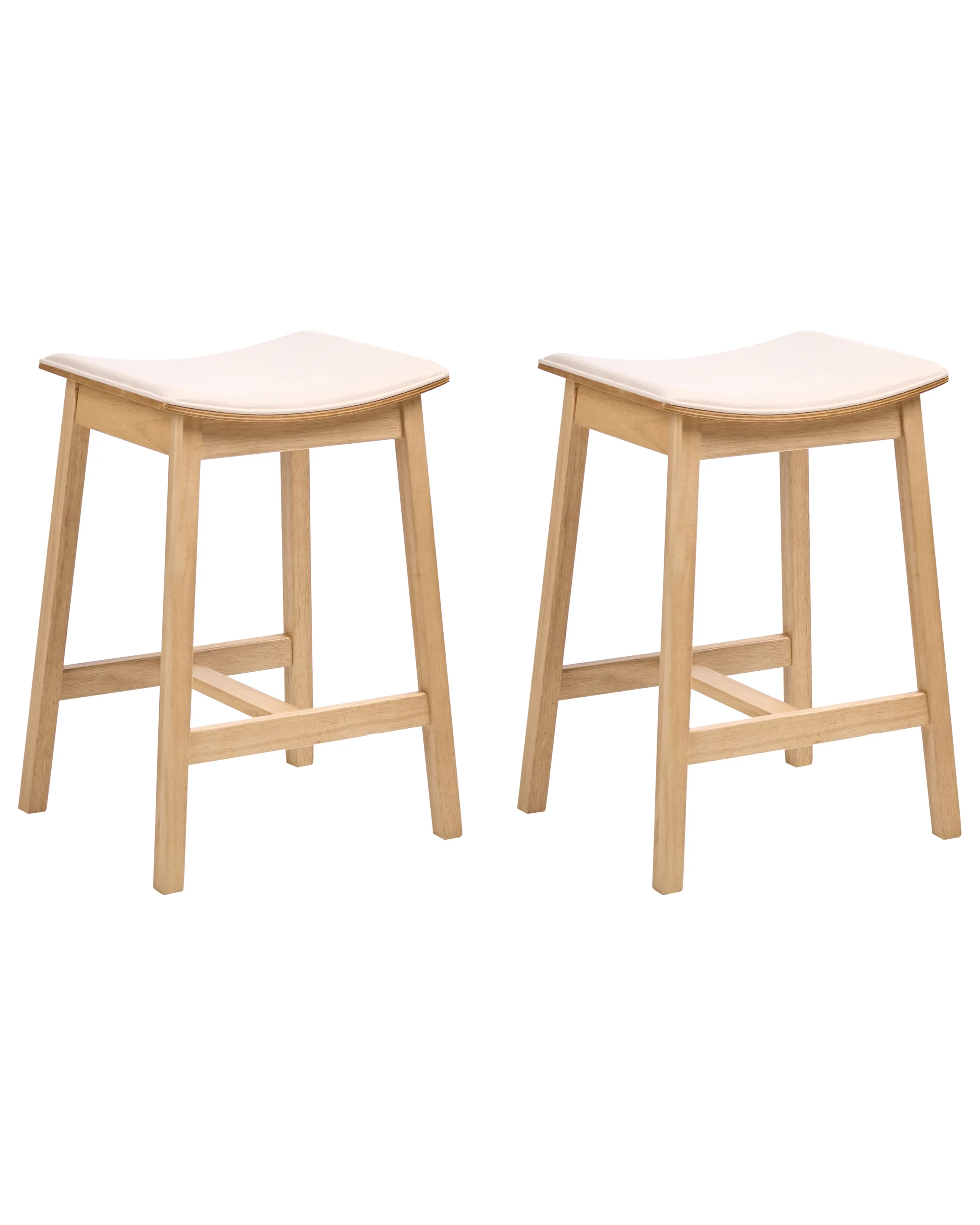 Conjunto de 2 sillas de bar DIXON Madera Marrón claro/Blanco crema