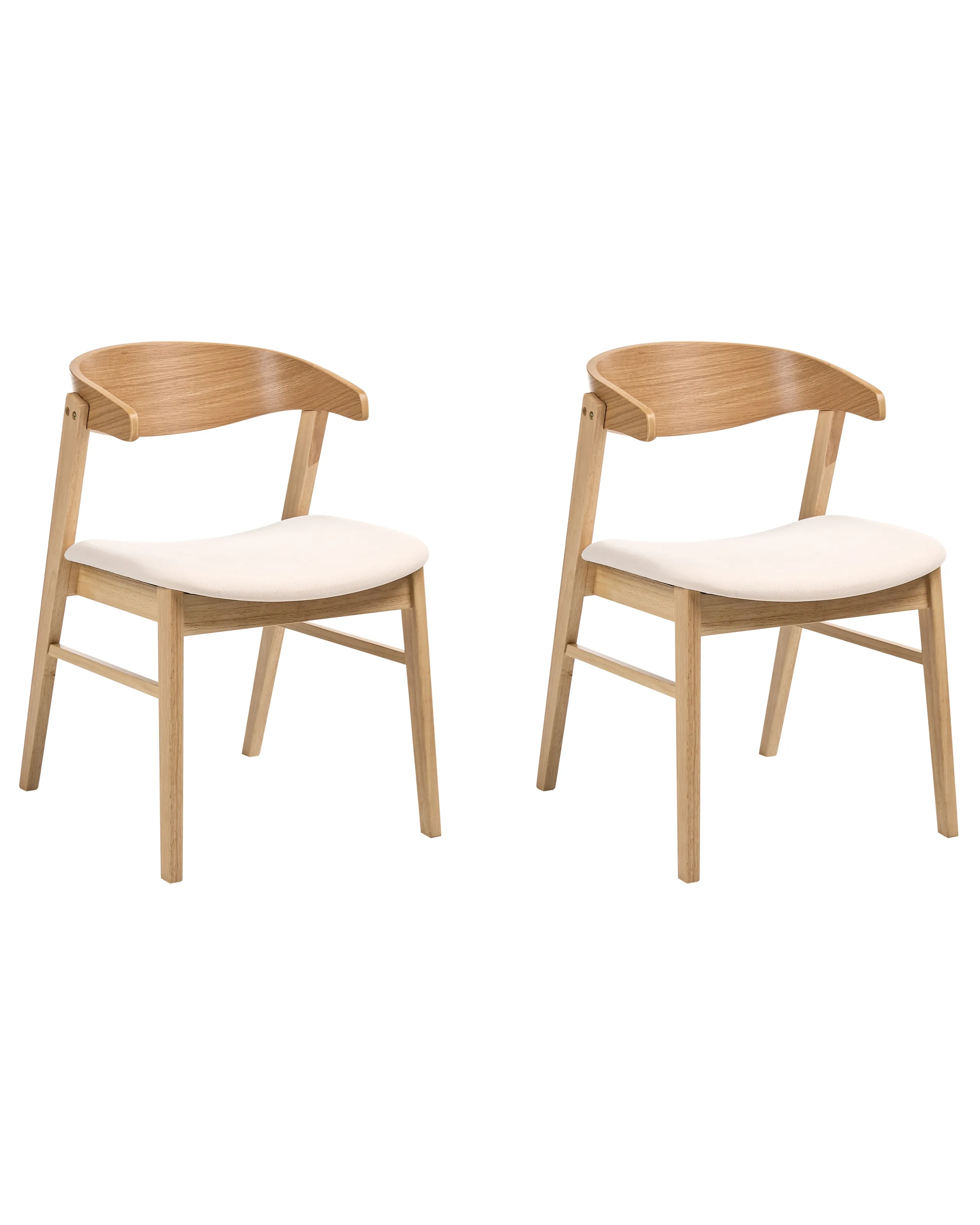 Conjunto de 2 sillas de comedor LILLY Tela Marrón claro/Blanco crema