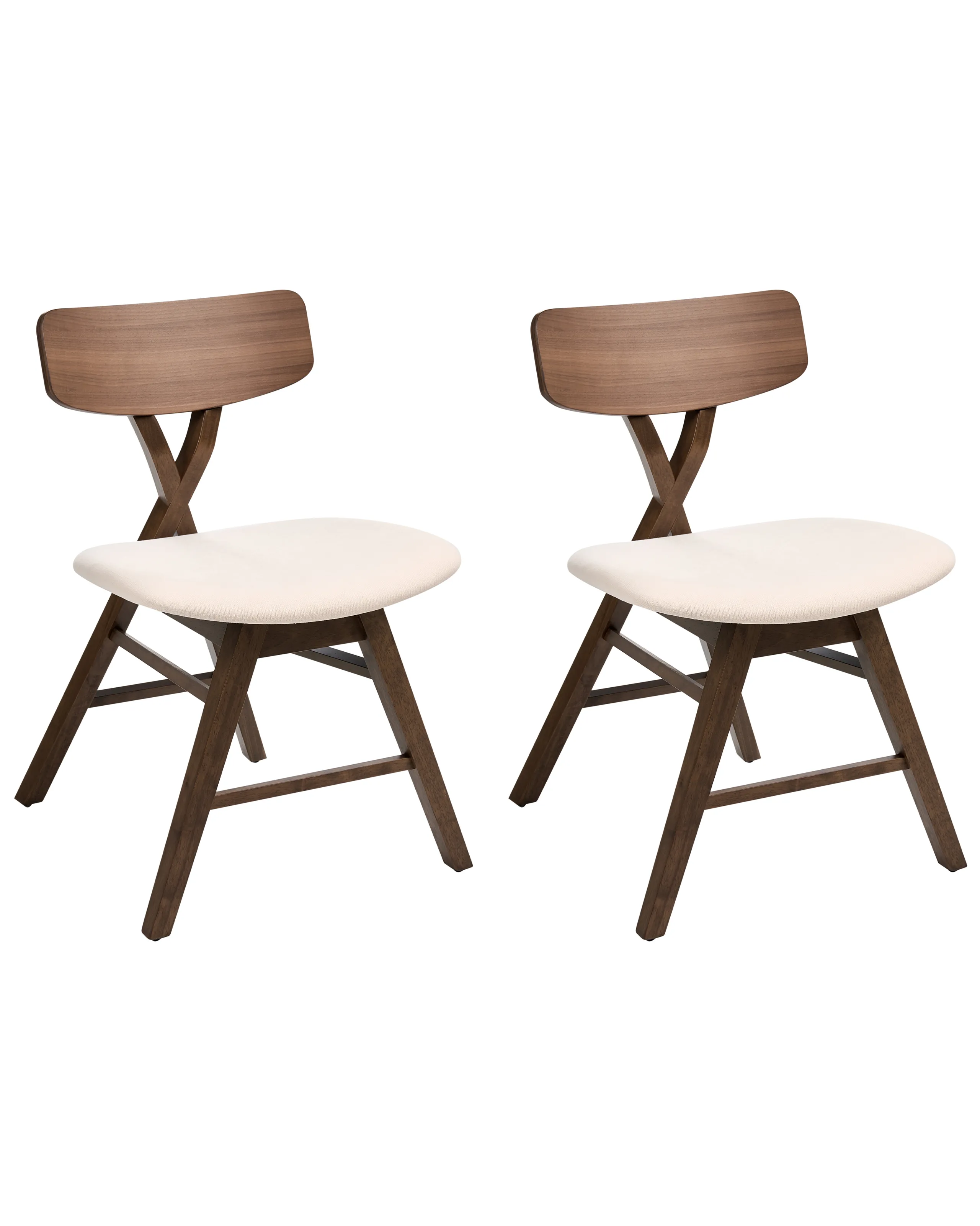 Conjunto de 2 sillas de comedor LELAND Madera Marrón/Blanco crema