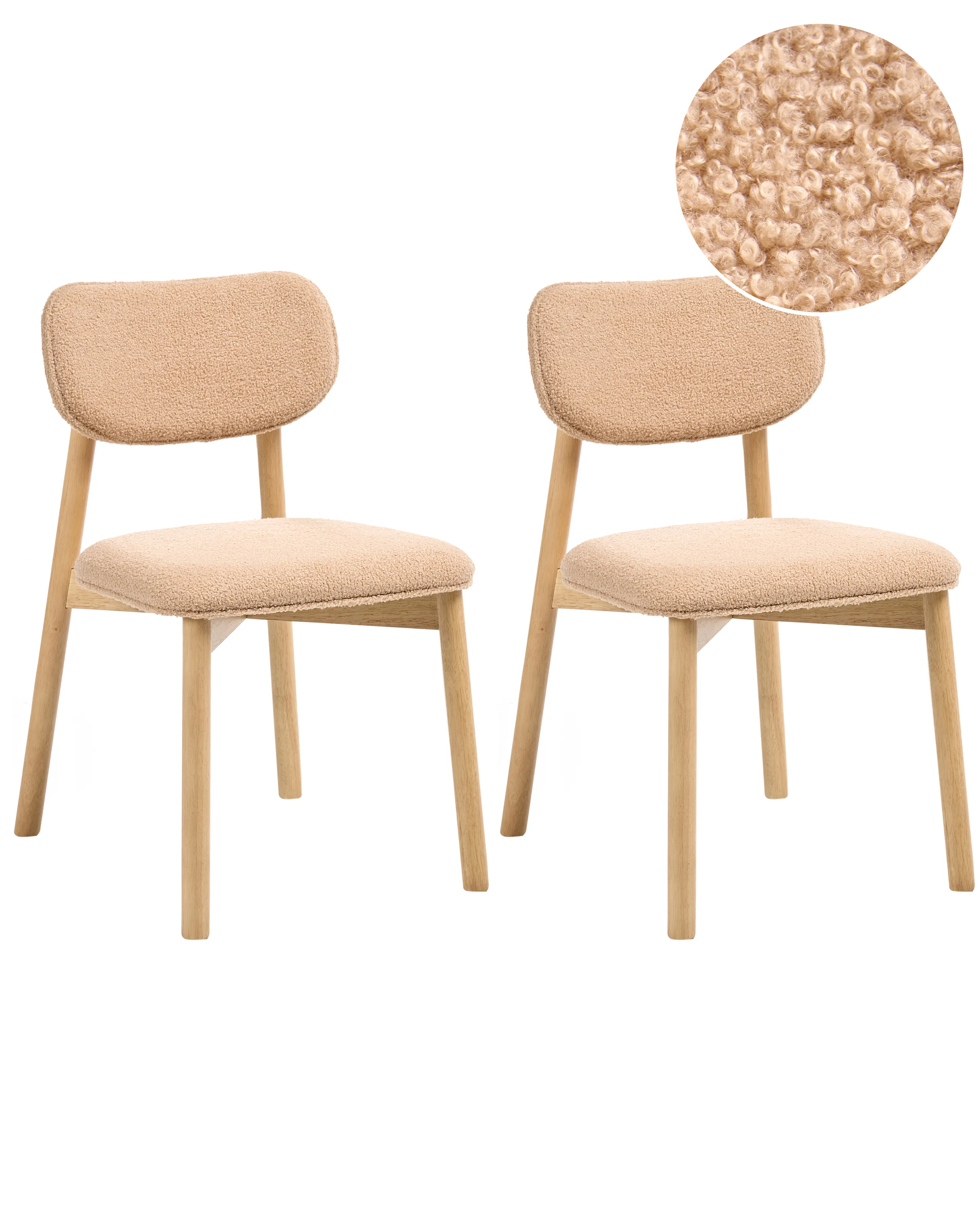 Conjunto de 2 sillas de comedor MILLS Bouclé Marrón claro/Beige