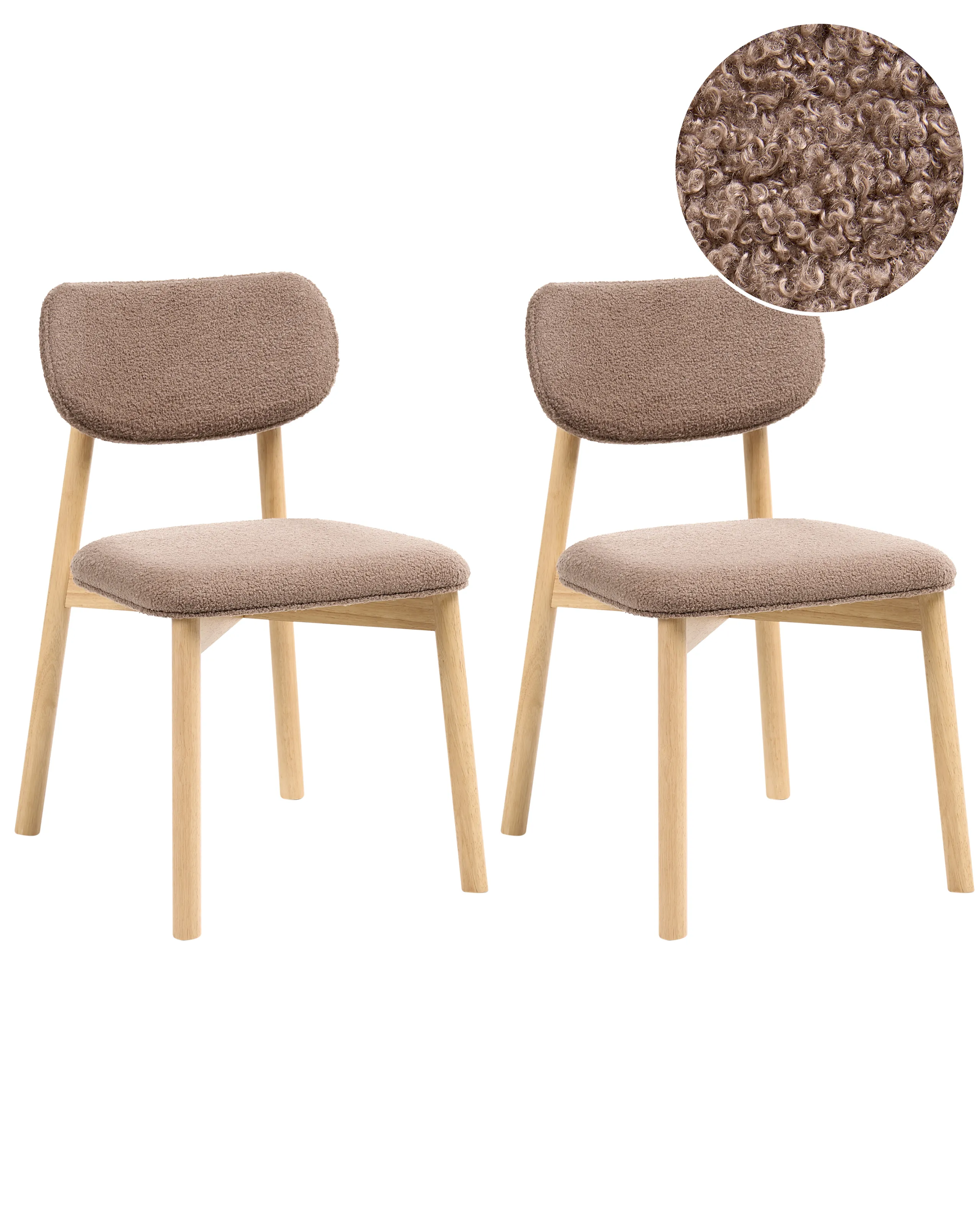 Conjunto de 2 sillas de comedor MILLS Bouclé Marrón claro/Gris pardo