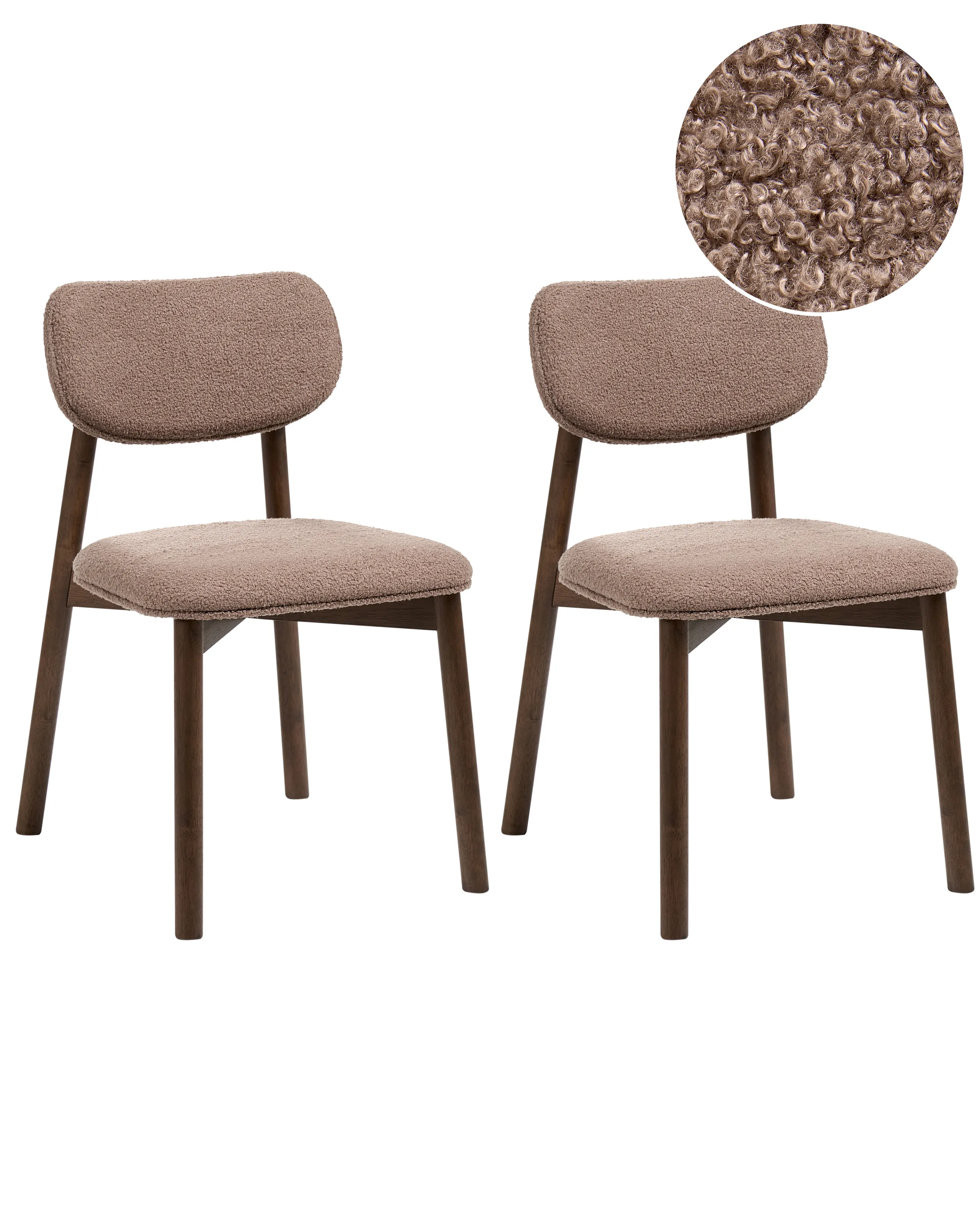 Conjunto de 2 sillas de comedor MILLS Bouclé Marrón/Gris pardo