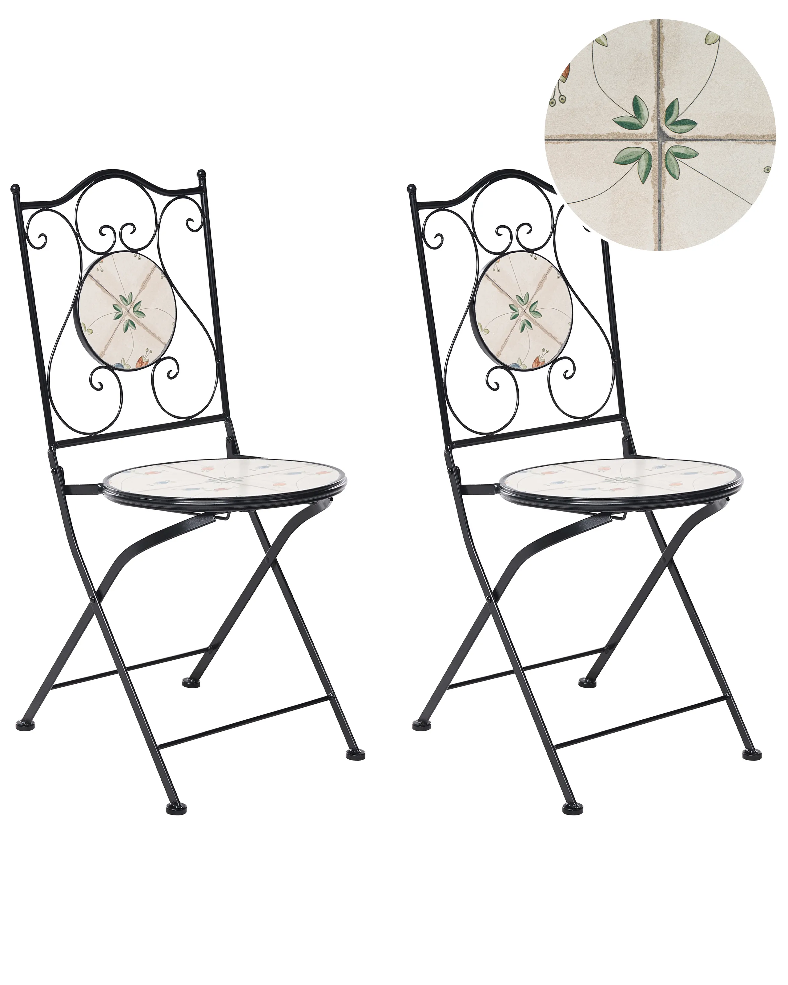 Conjunto de 2 sillas de jardín CARONA plegable Metal Negro