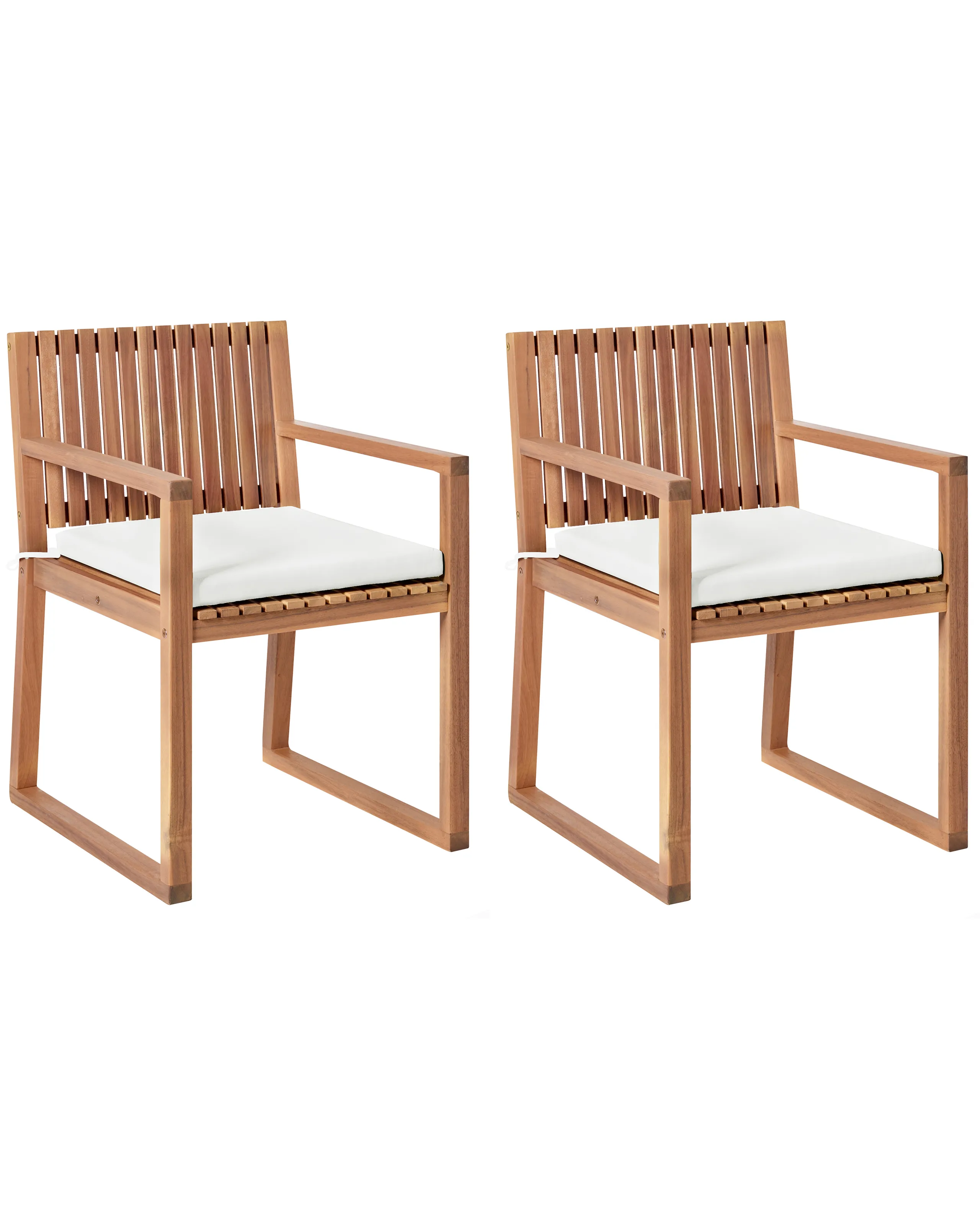 Conjunto de 2 sillas de jardín con cojines SASSARI II PREMIUM Madera de acacia certificada Blanco crema