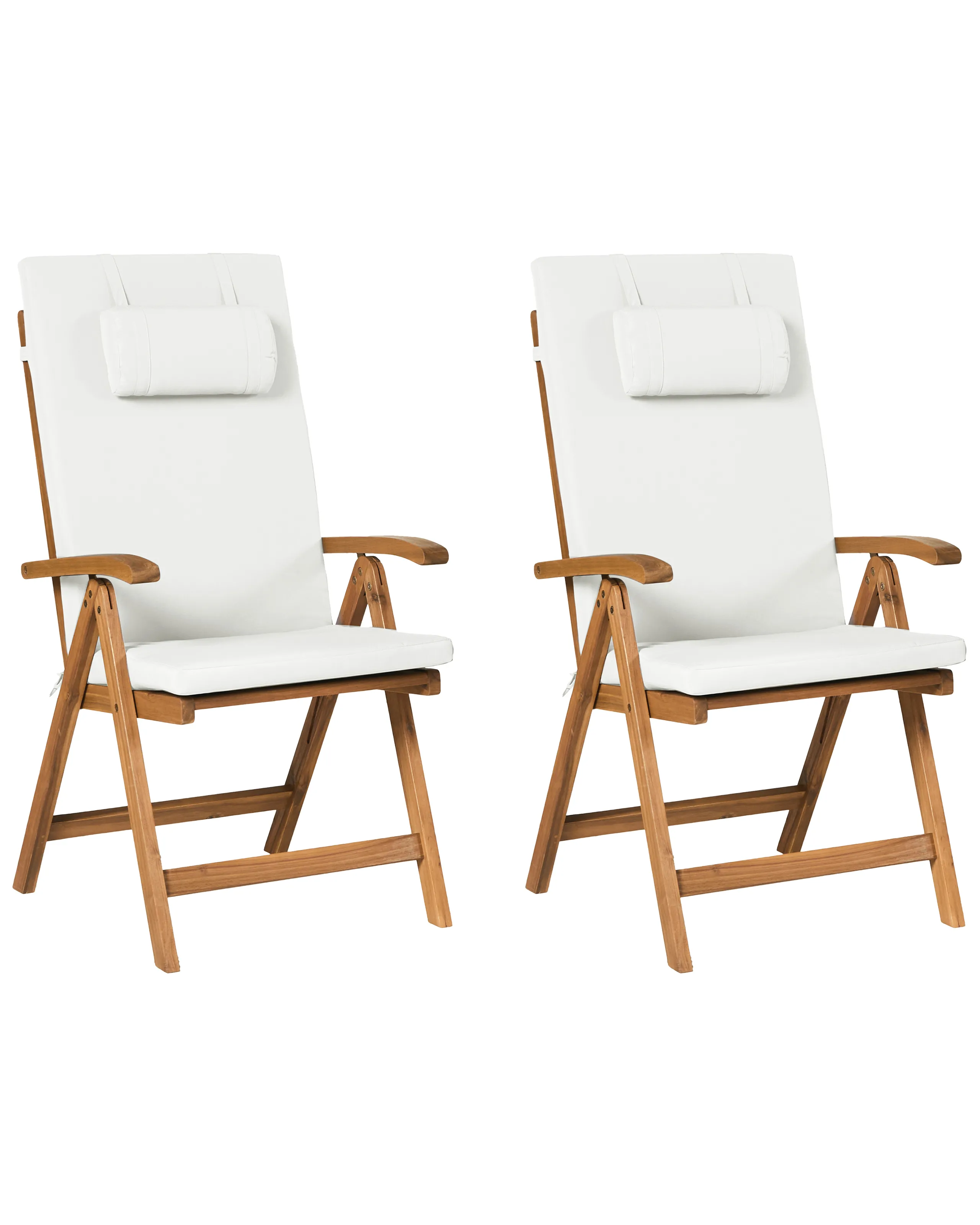 Conjunto de 2 sillas de jardín con cojines JAVA PREMIUM Madera de acacia Blanco crema