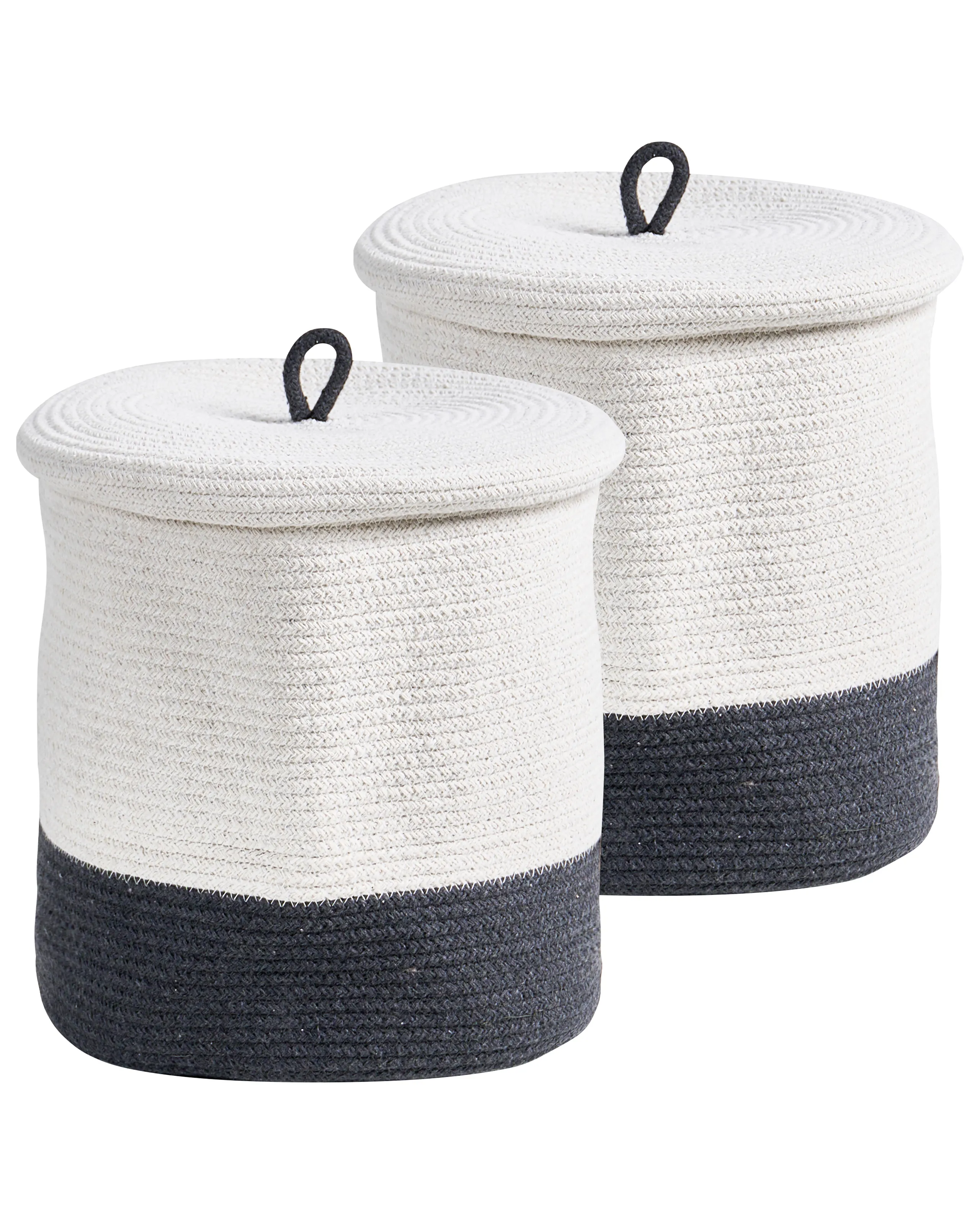 Conjunto de 2 cestas SILOPI Algodón Blanco/Gris oscuro