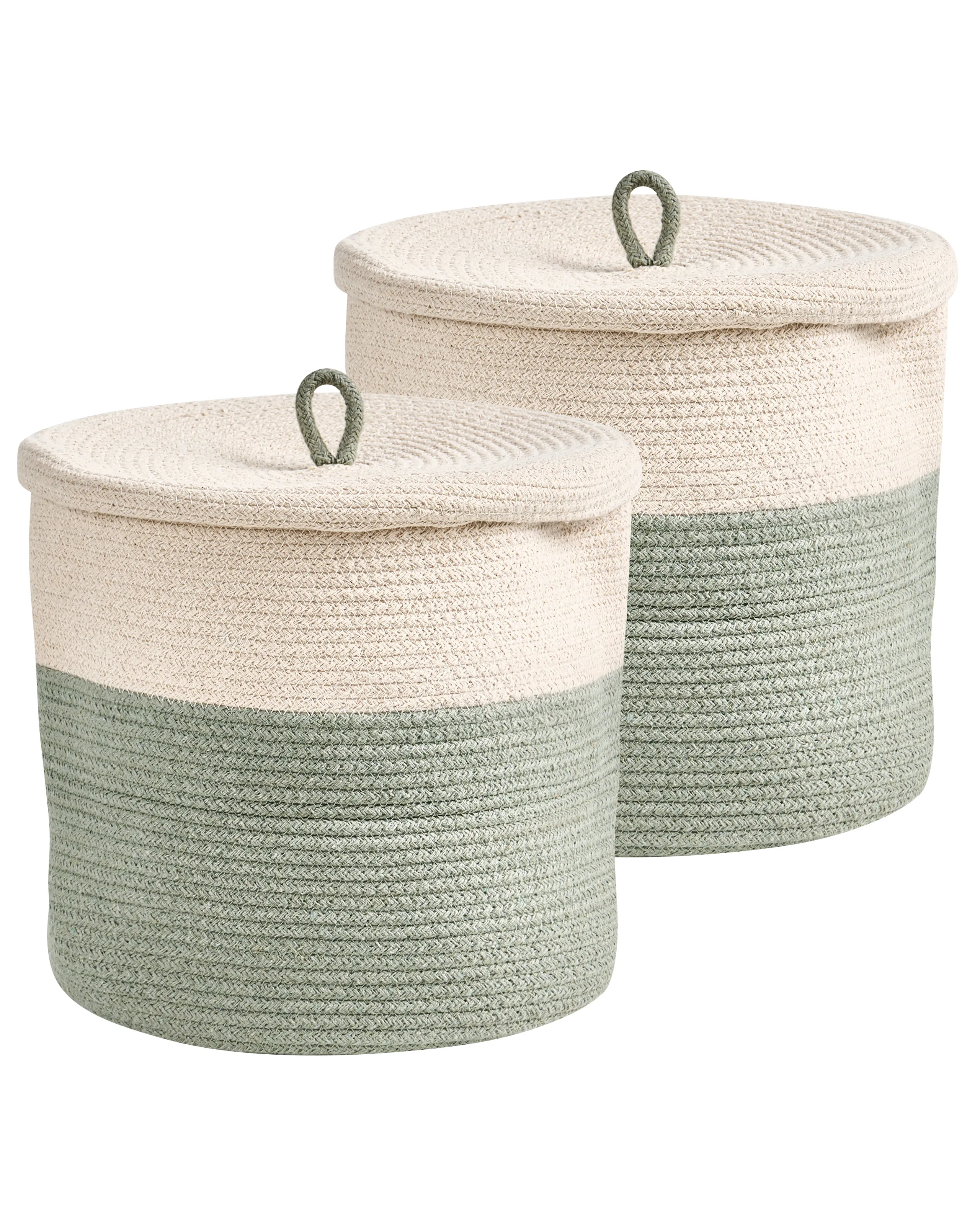 Conjunto de 2 cestas SILOPI Algodón Beige claro/Verde