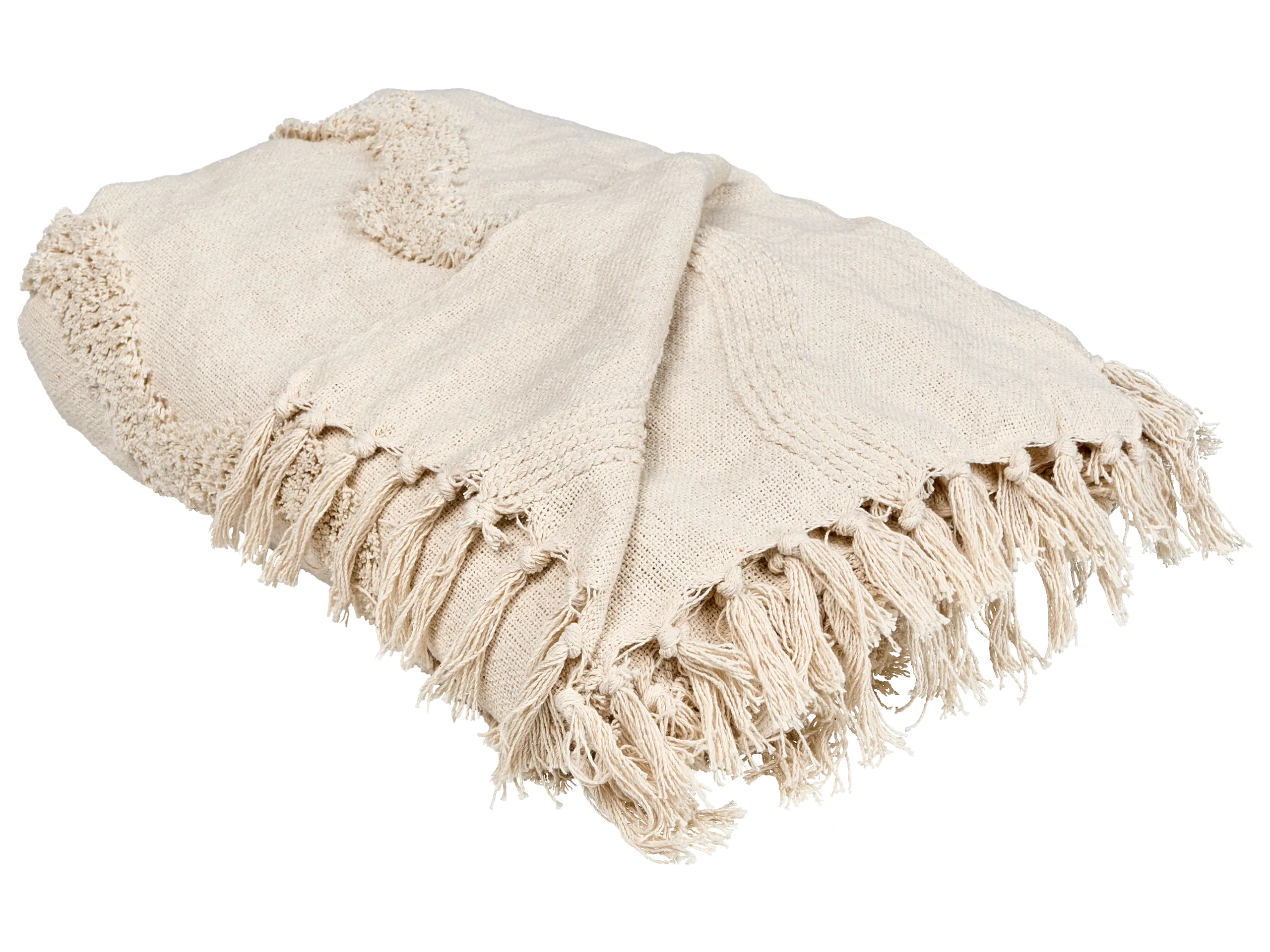 Blanket KHARI Cotton 200 x 200 cm Light Beige