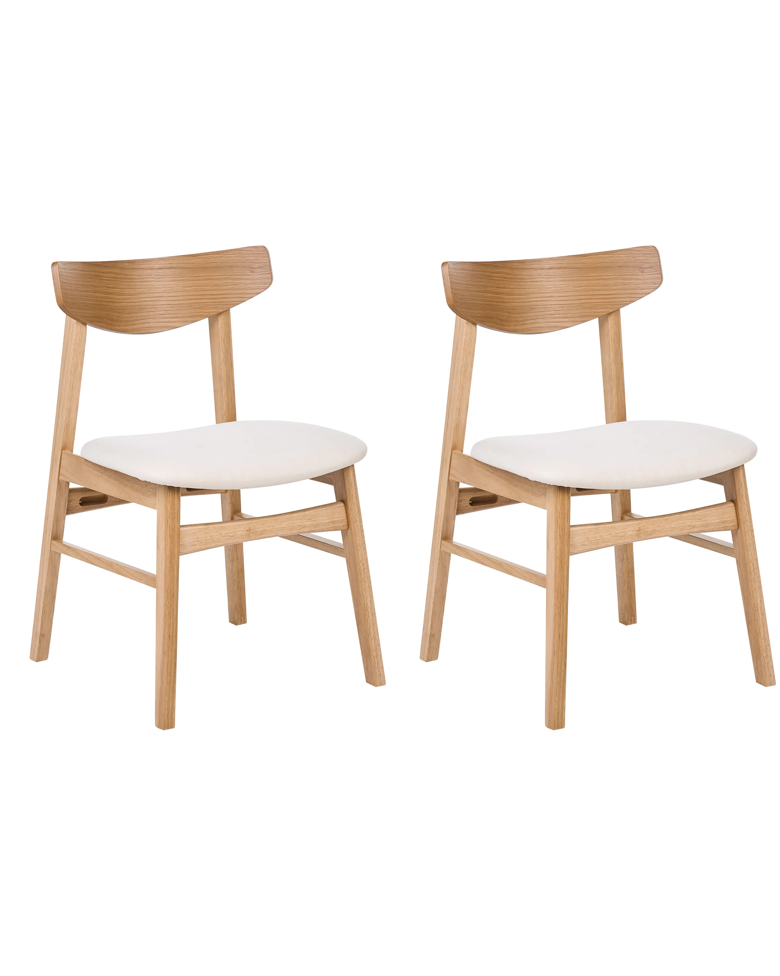 Conjunto de 2 sillas de comedor SMILEY Madera Marrón claro/Blanco crema