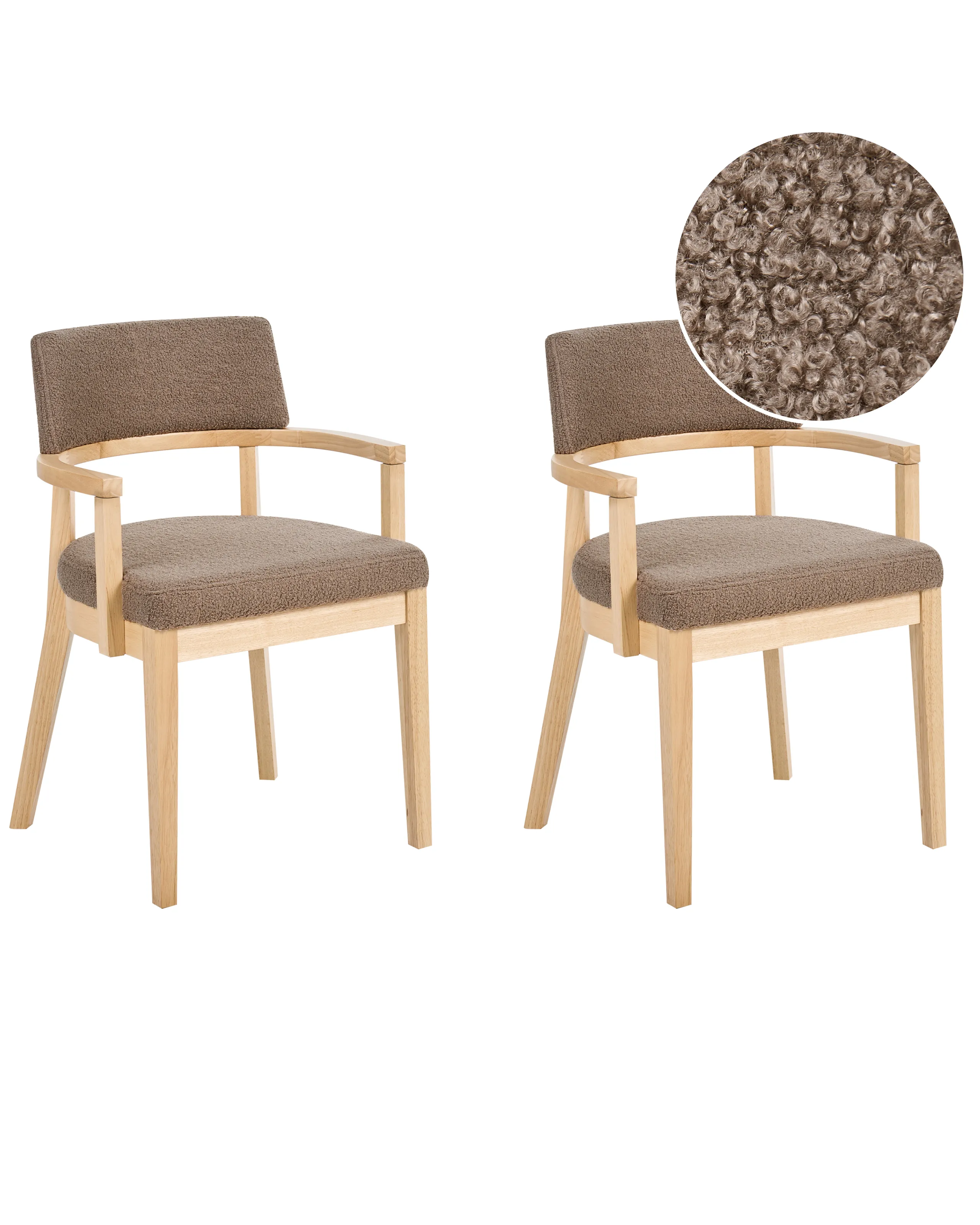 Conjunto de 2 sillas de comedor DALBO Bouclé Marrón claro/Gris pardo