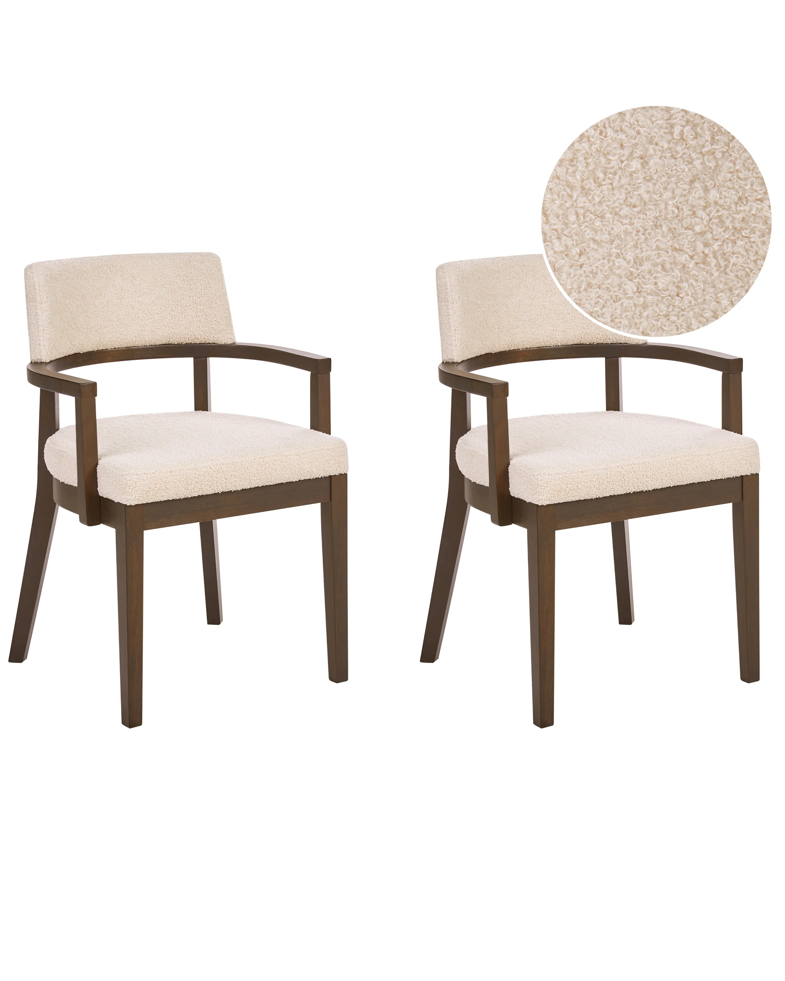 Conjunto de 2 sillas de comedor DALBO Bouclé Marrón oscuro/Blanco crema