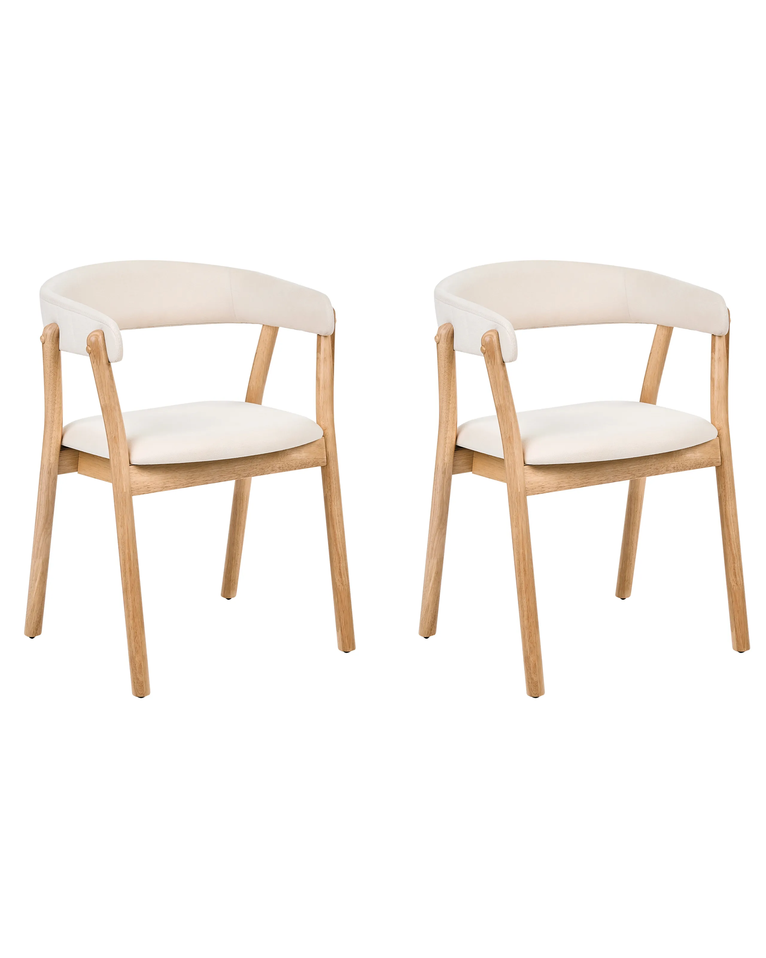 Conjunto de 2 sillas de comedor MYLO Tela Marrón claro/Blanco crema
