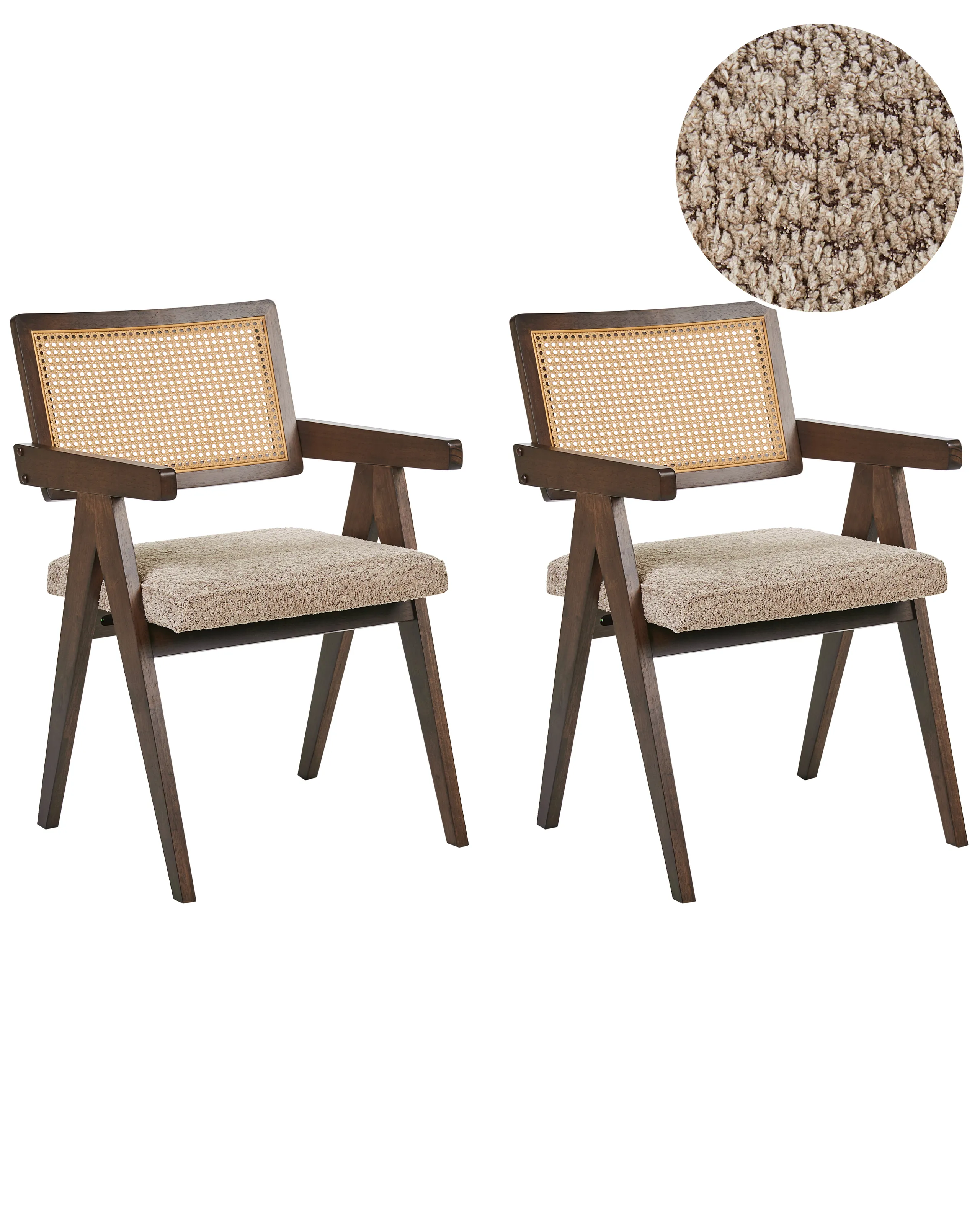 Conjunto de 2 sillas de comedor AVA Madera Marrón/Gris pardo