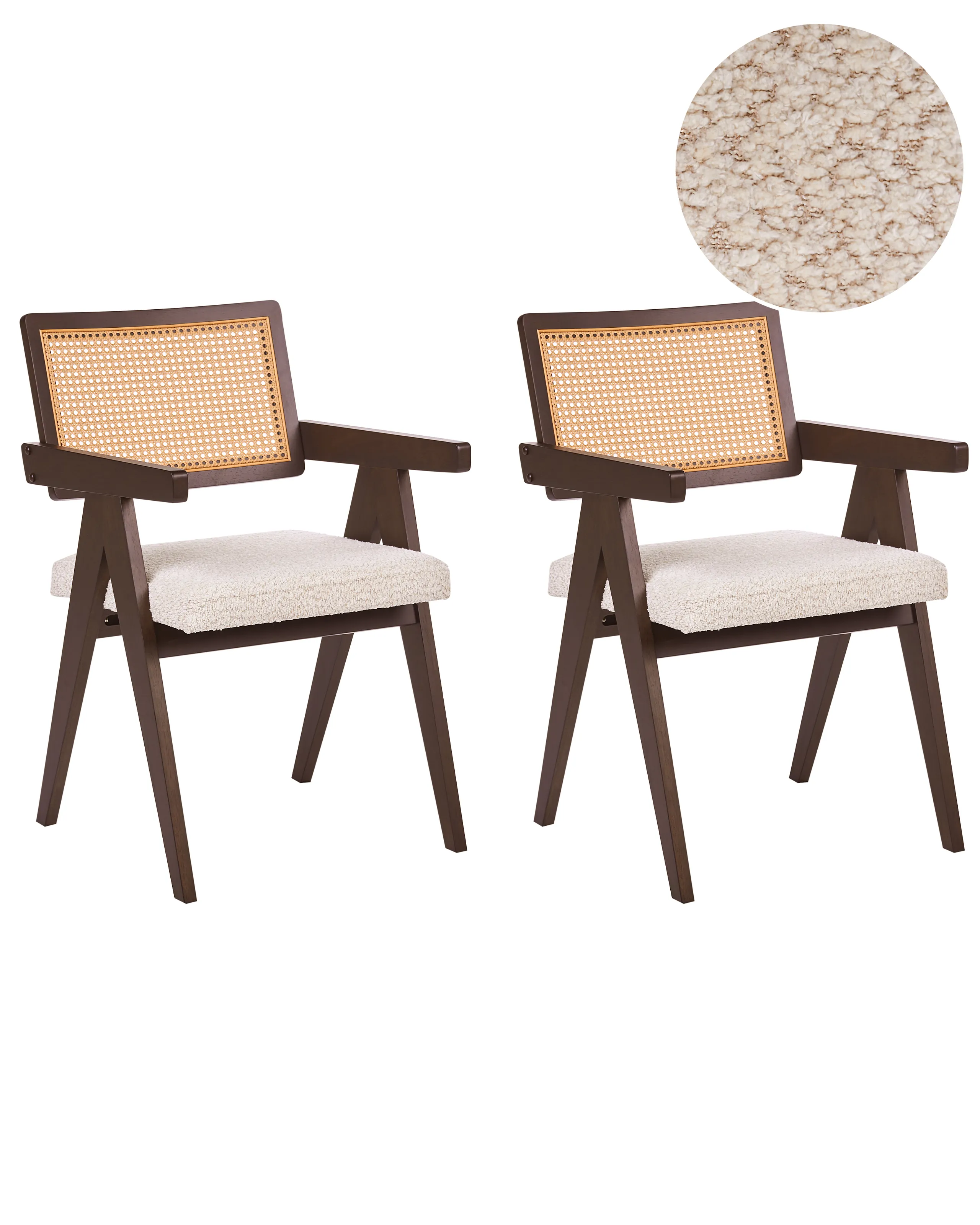 Conjunto de 2 sillas de comedor AVA Madera Marrón oscuro/Beige claro