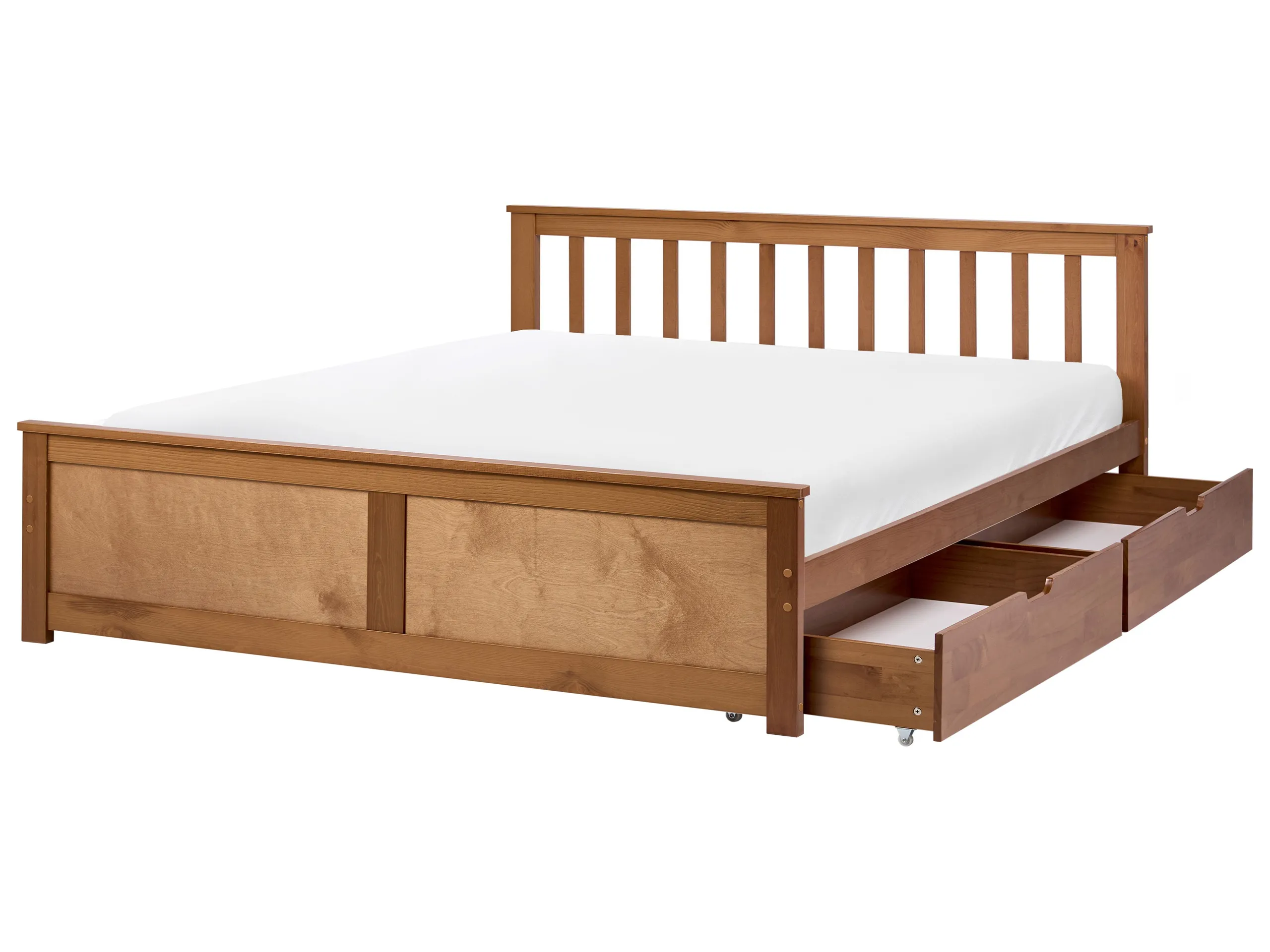 Bed with 2 Drawers Pine Wood OLENDON 140 x 200 cm (EU Double) Brown