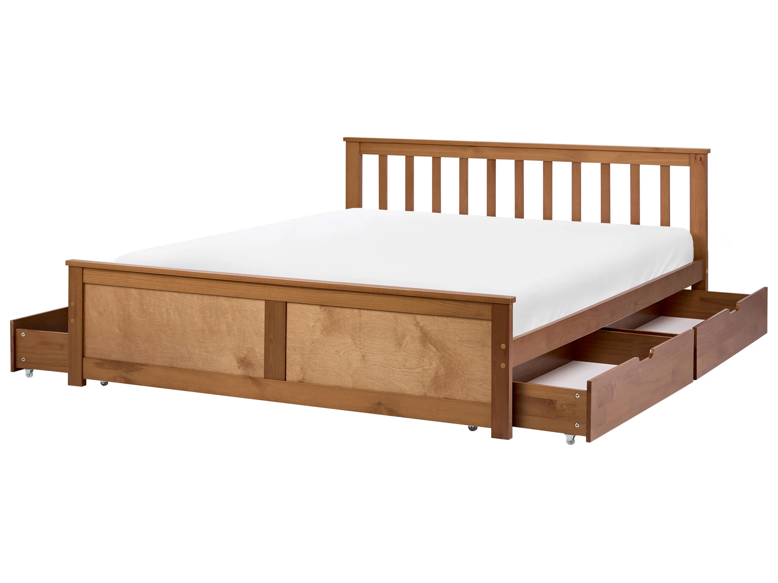 Bed with 4 Drawers Pine Wood OLENDON 140 x 200 cm (EU Double) Brown