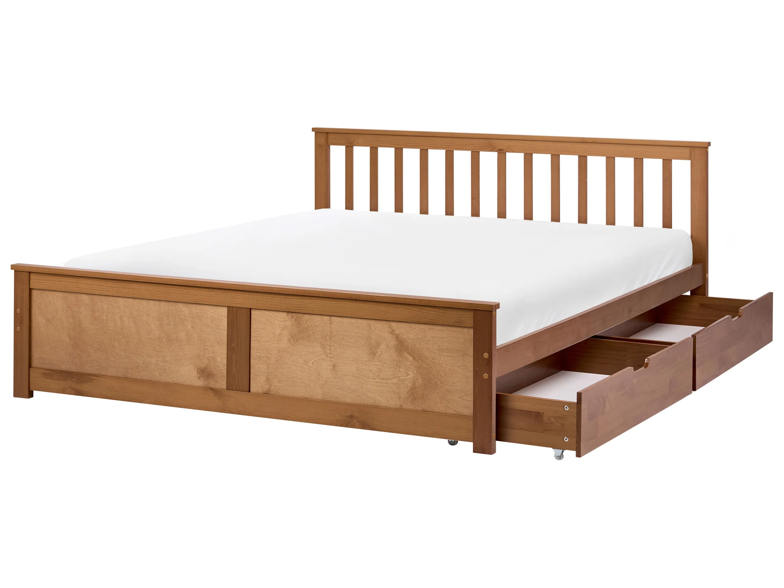 Cama con 2 cajones Madera de pino OLENDON 160 x 200 cm Marrón