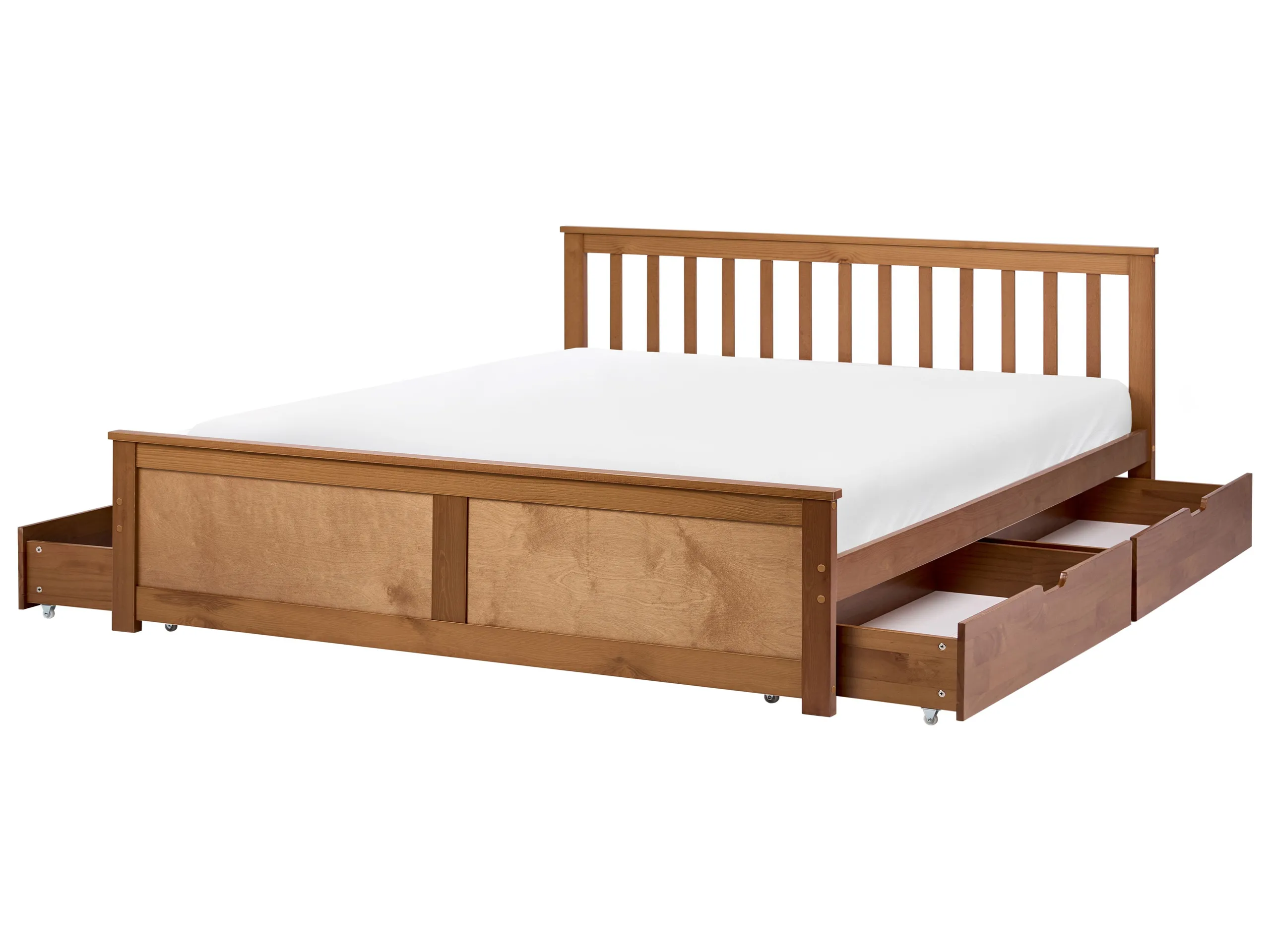 Cama con 4 cajones Madera de pino OLENDON 160 x 200 cm Marrón