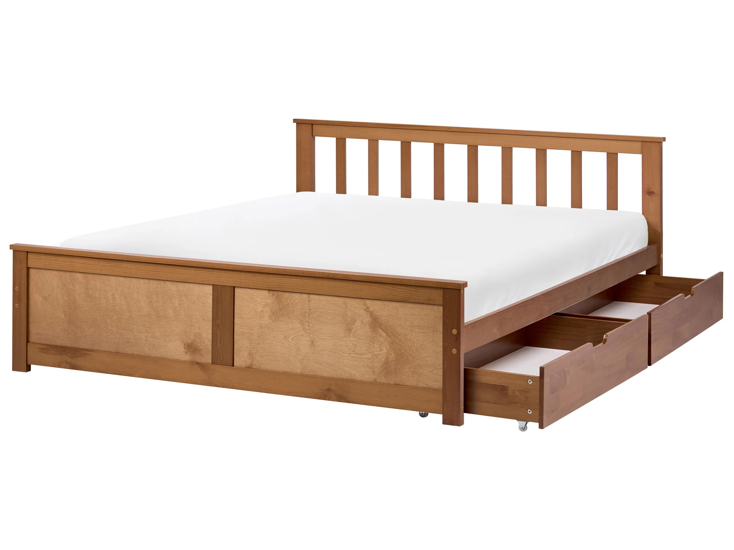 Bed with 2 Drawers Pine Wood OLENDON 120 x 200 cm (EU Small Double) Brown