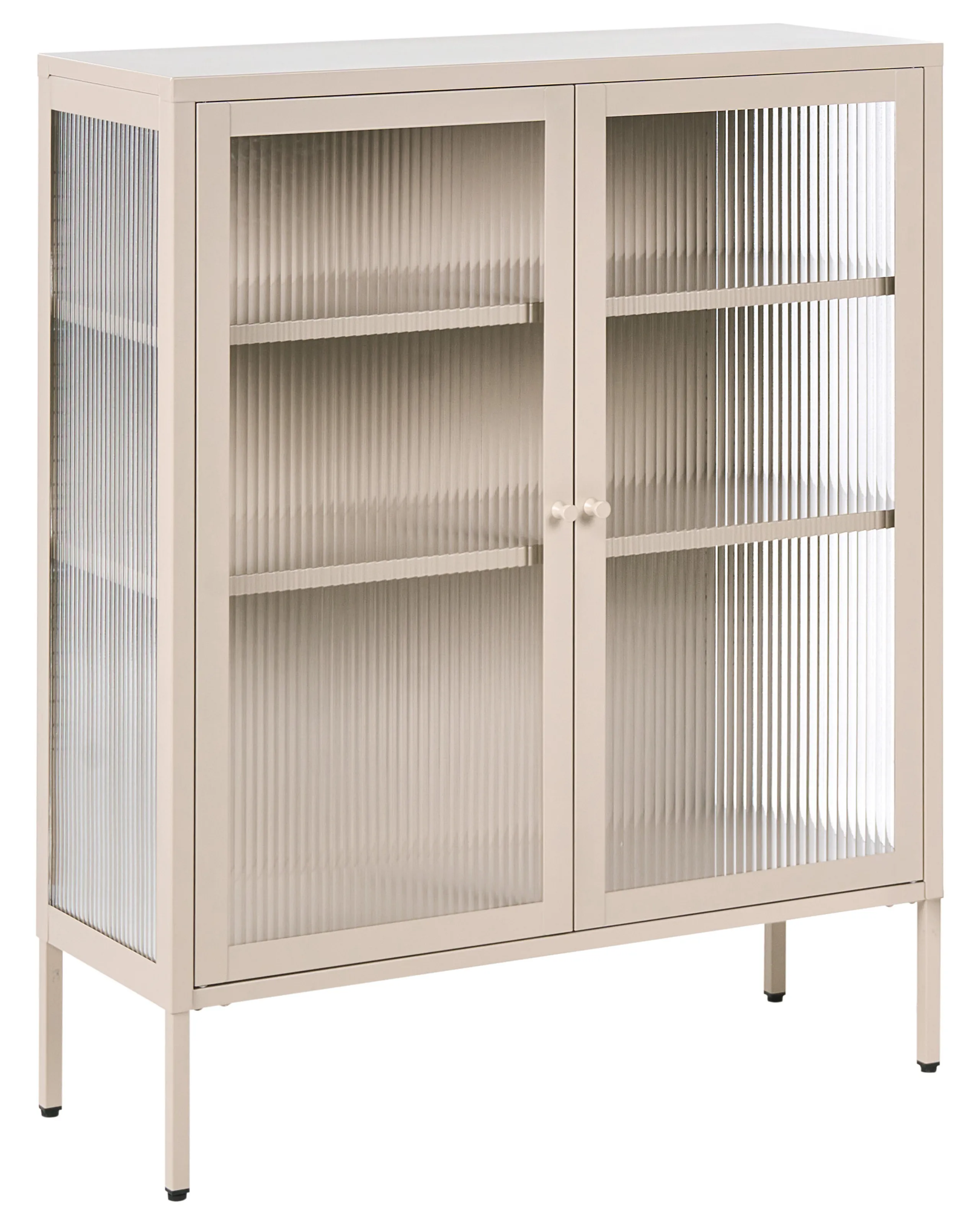 Aparador vitrina LERRYN Metal 90 cm Beige