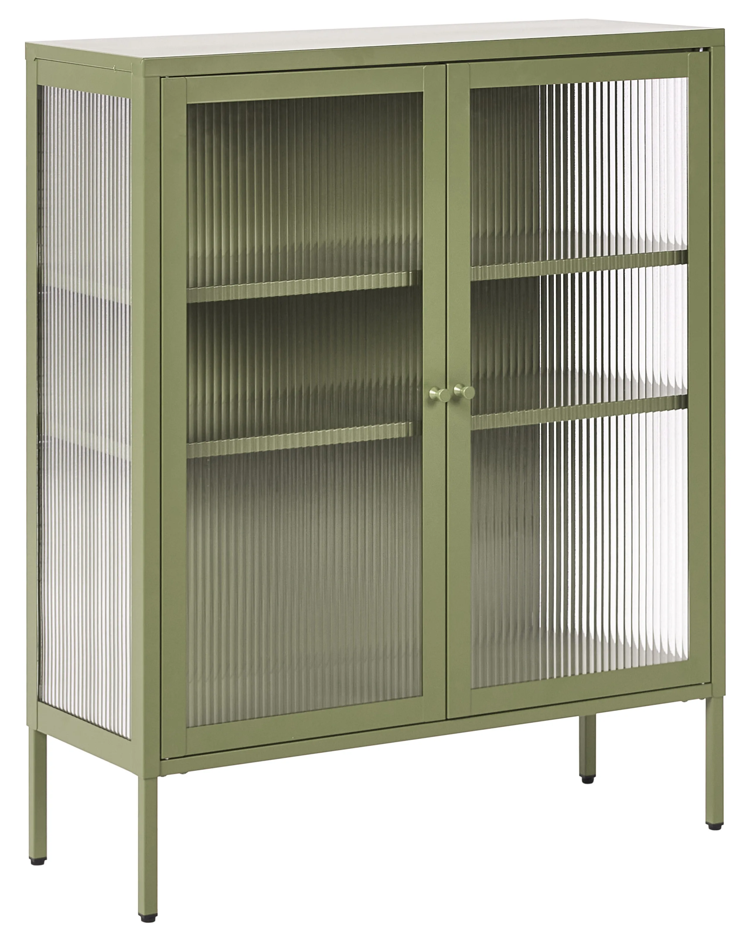 Aparador vitrina LERRYN Metal 90 cm Verde