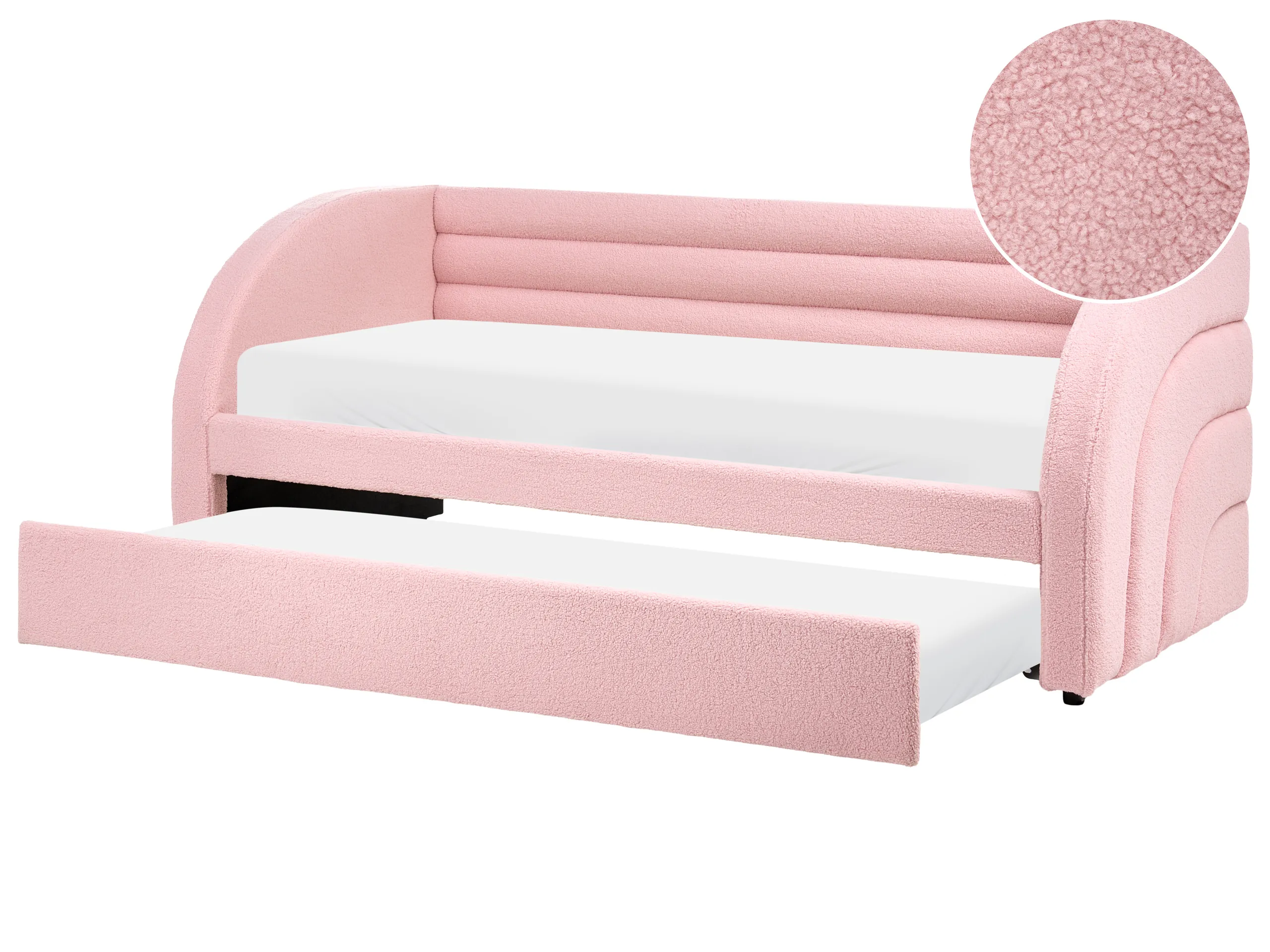 Cama nido Bouclé ALBIAC 90 x 200 cm Rosa pastel