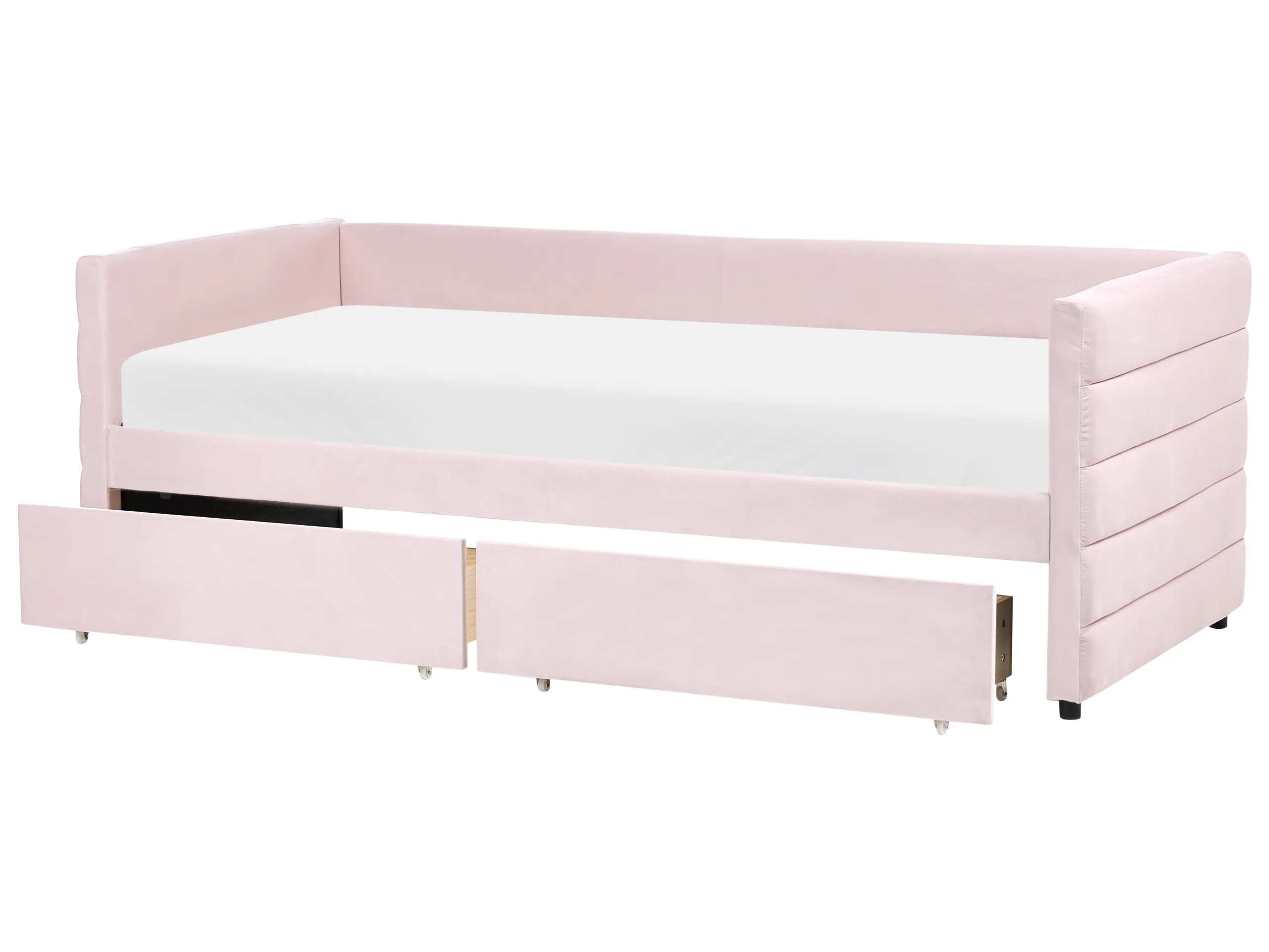 Cama con almacenaje Terciopelo MARRAY 90 x 200 cm Rosa pastel