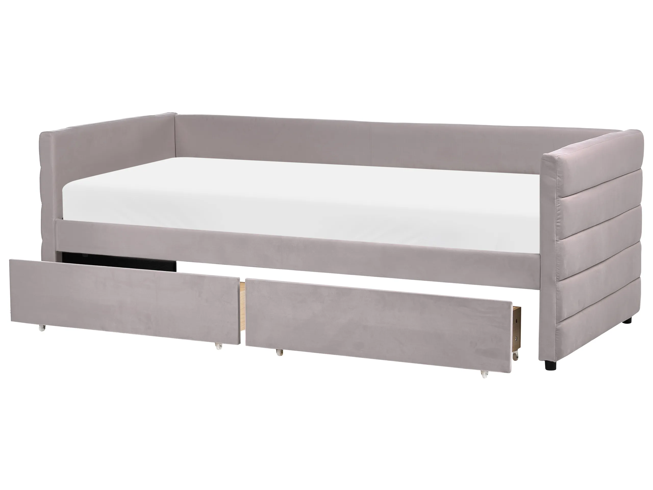 Cama con almacenaje Terciopelo MARRAY 90 x 200 cm Gris claro