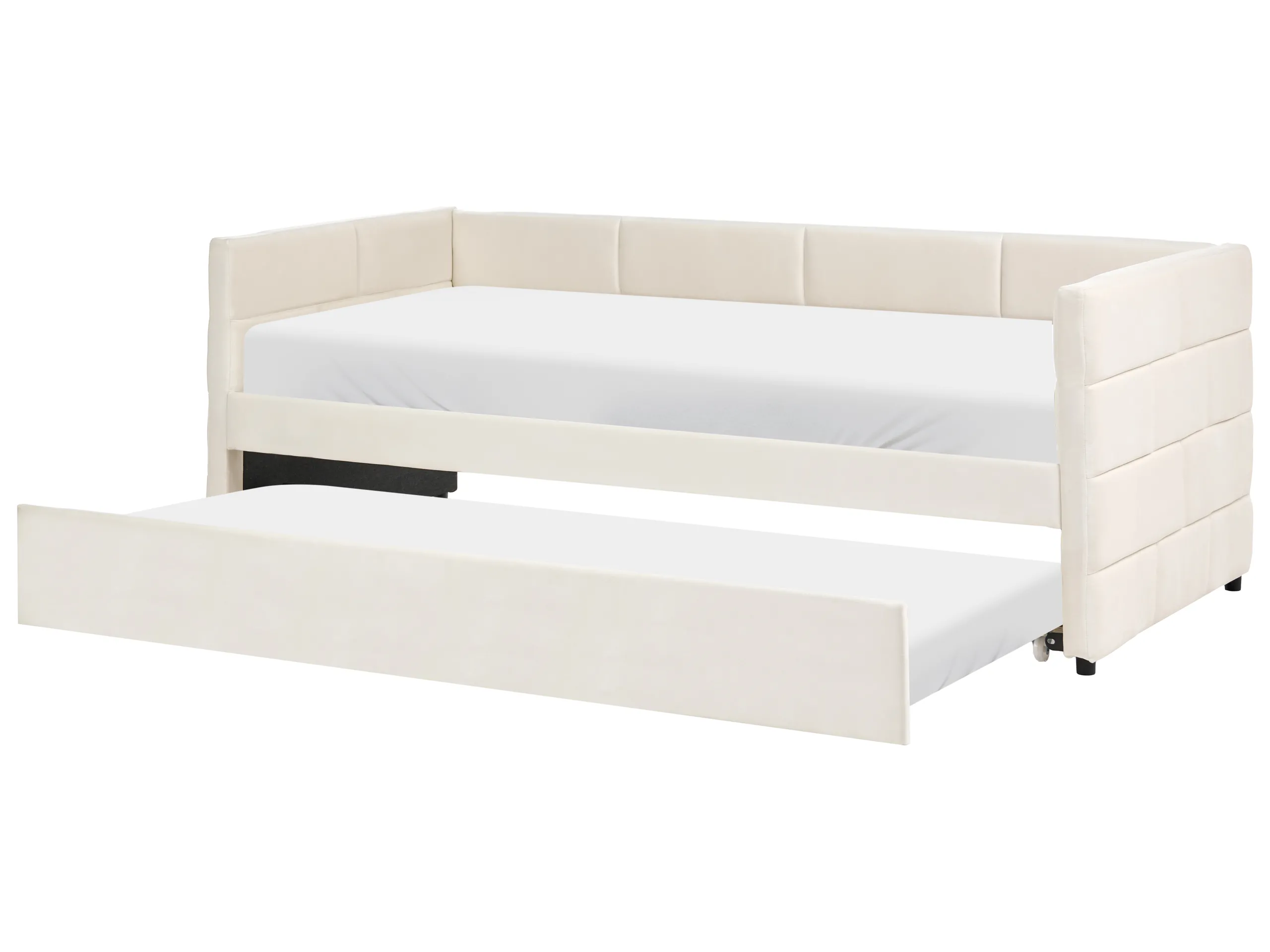 Cama nido Terciopelo CHAVONNE 90 x 200 cm Blanco crema