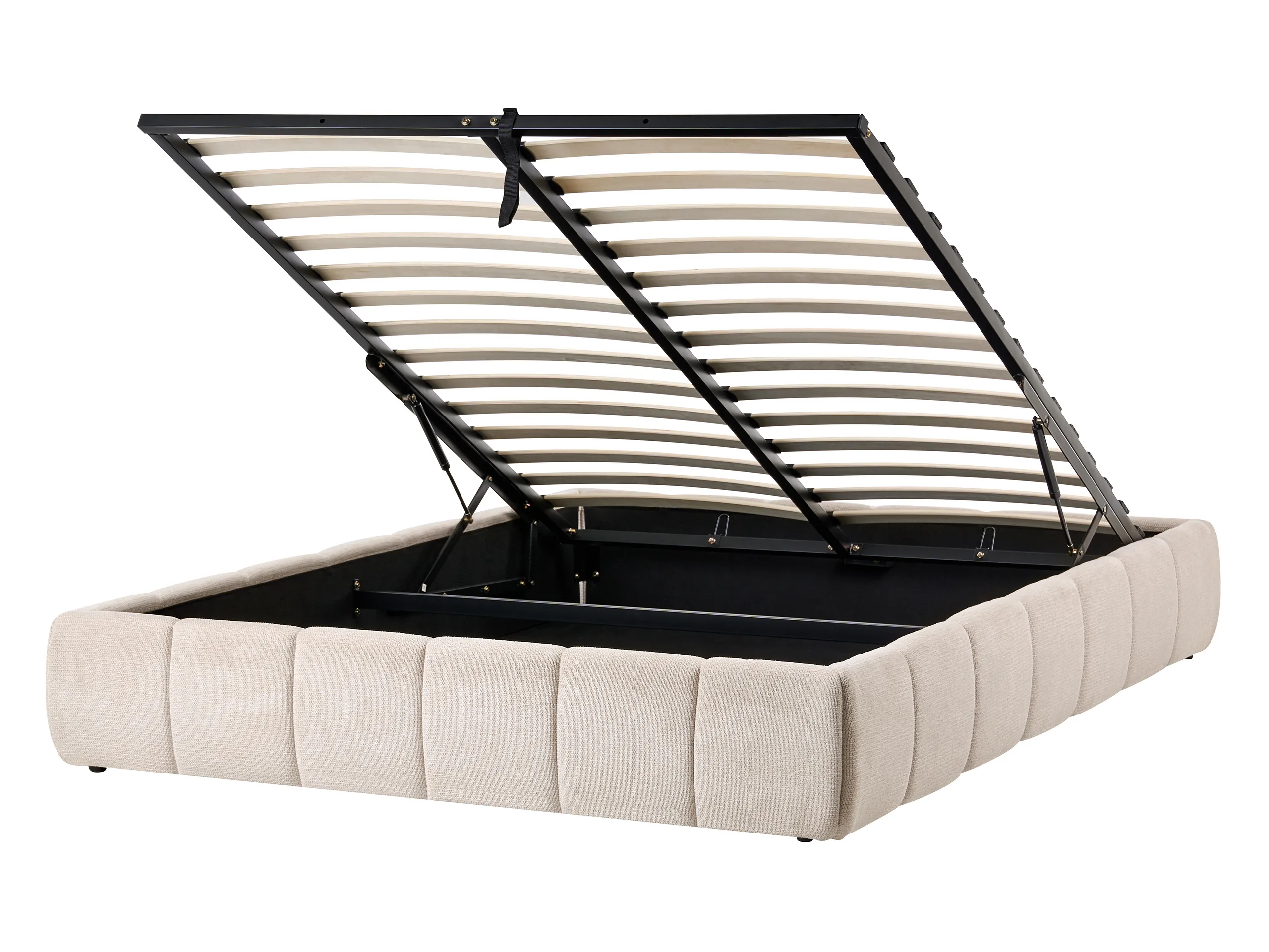 Cama con almacenaje sin cabecero Tela GENAS 140 x 200 cm Beige claro