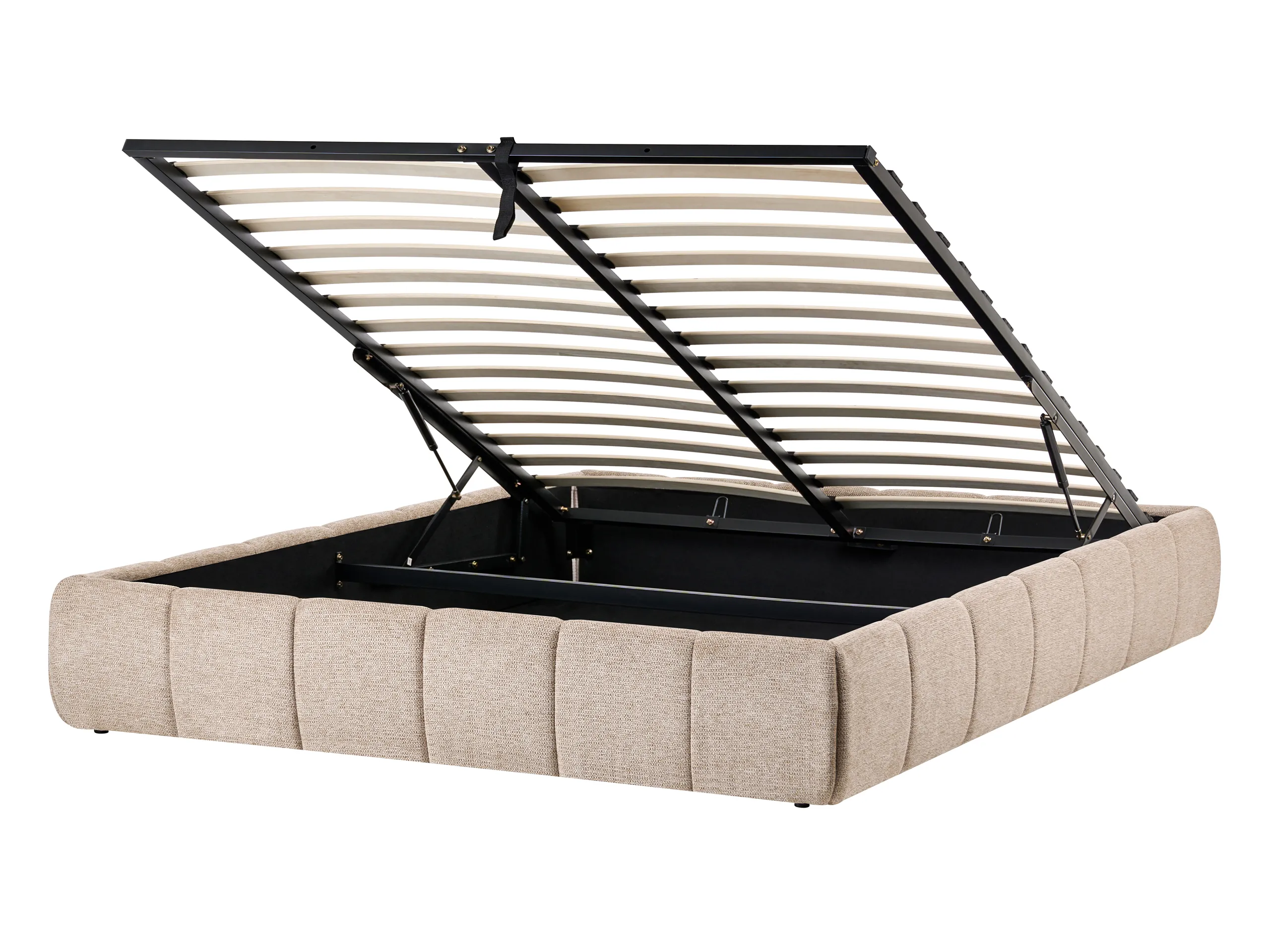 Cama con almacenaje sin cabecero Tela GENAS 140 x 200 cm Beige
