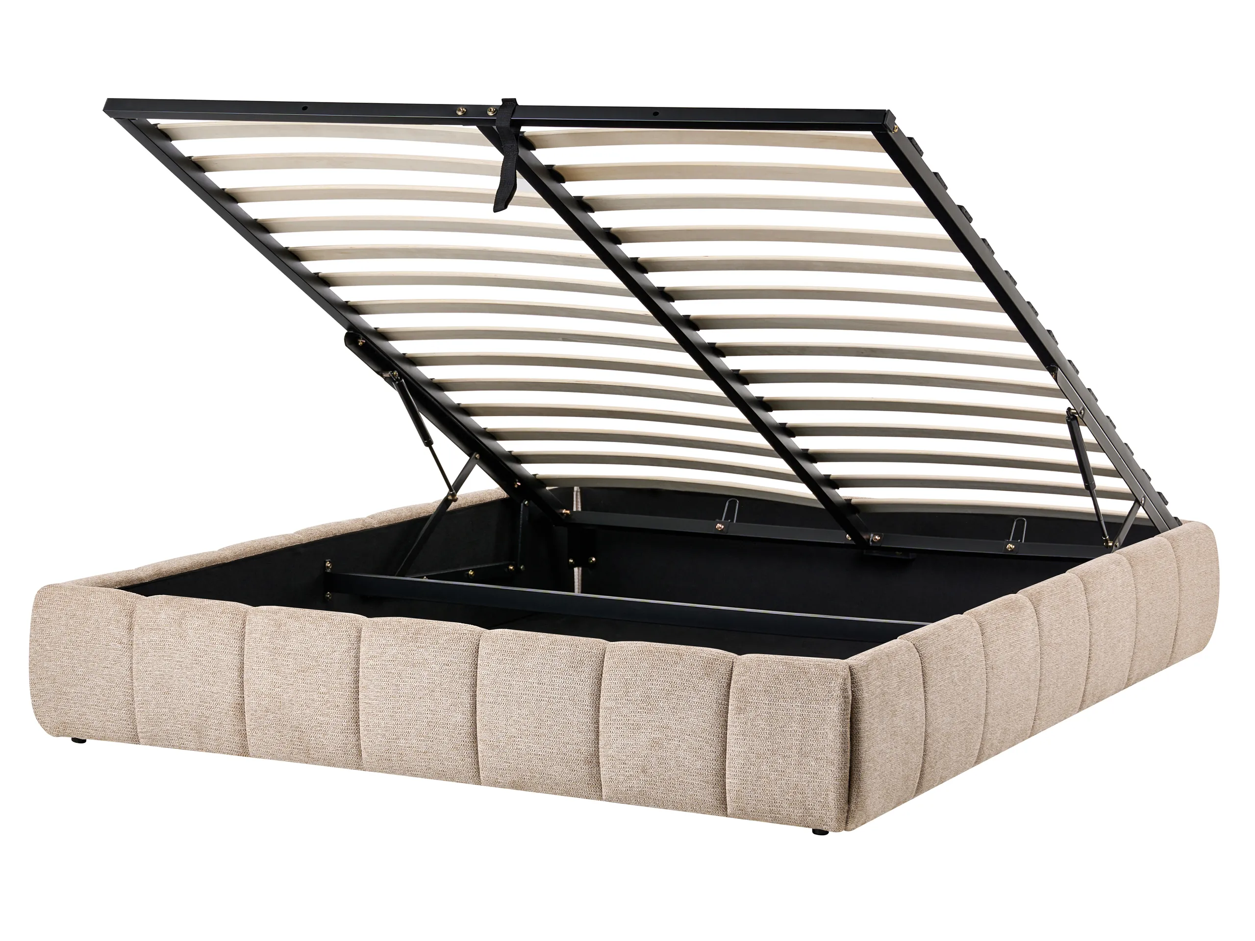 Cama con almacenaje sin cabecero Tela GENAS 160 x 200 cm Beige
