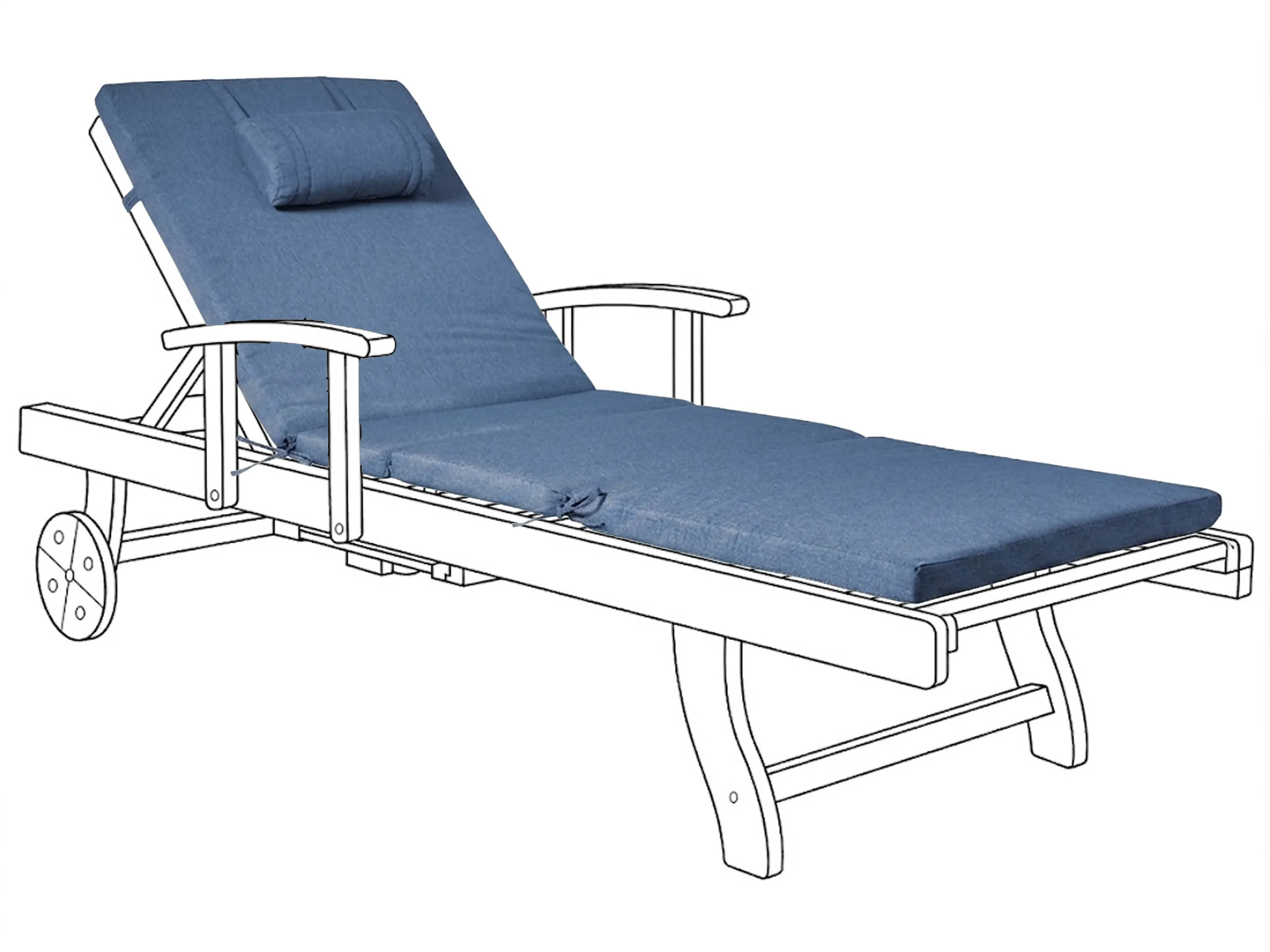 Cojín para tumbona TOSCANA/JAVA/AMANTEA PREMIUM 189 x 58 cm Azul