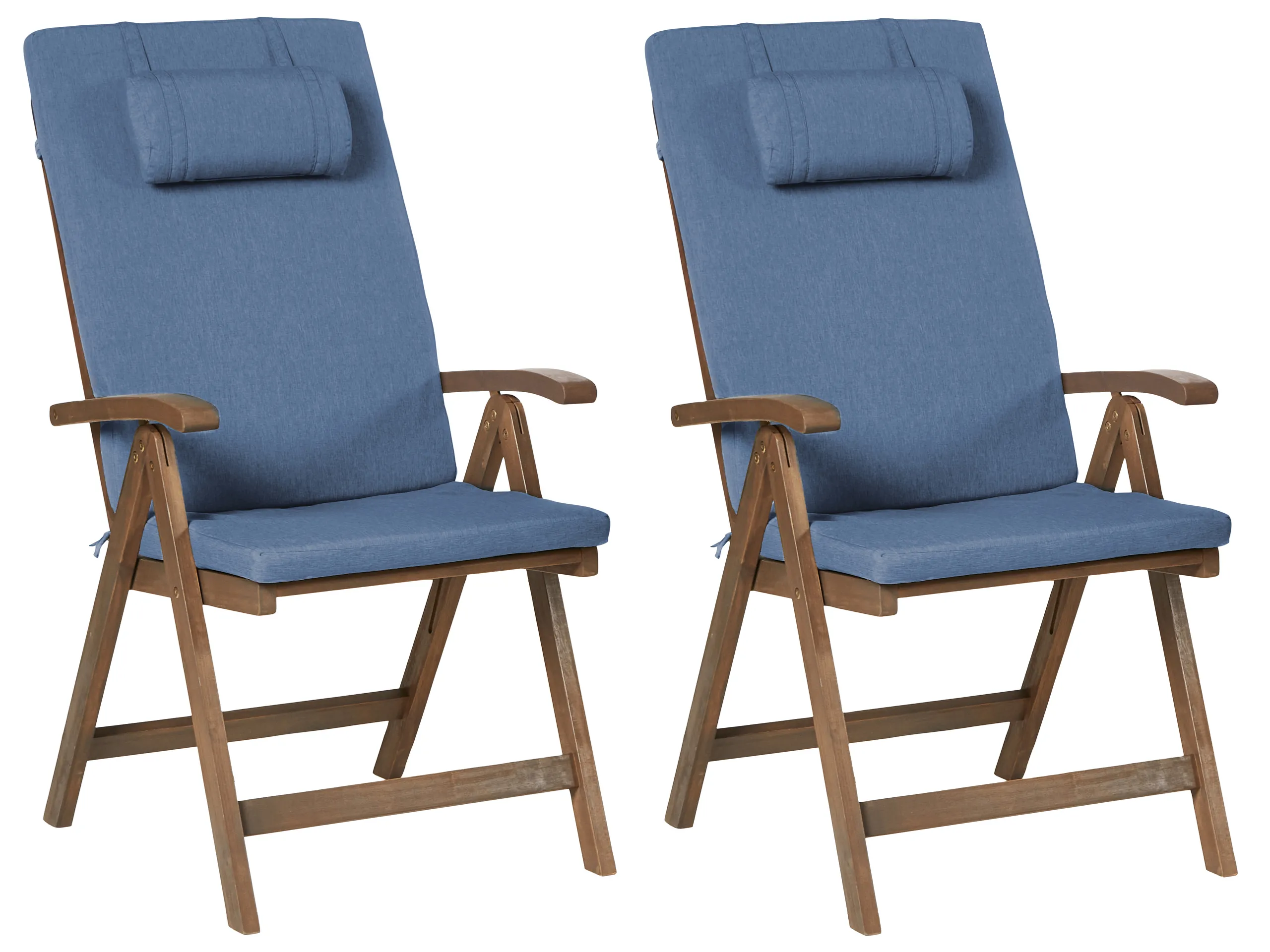 Conjunto de 2 sillas de jardín con cojines AMANTEA PREMIUM Madera de acacia Azul