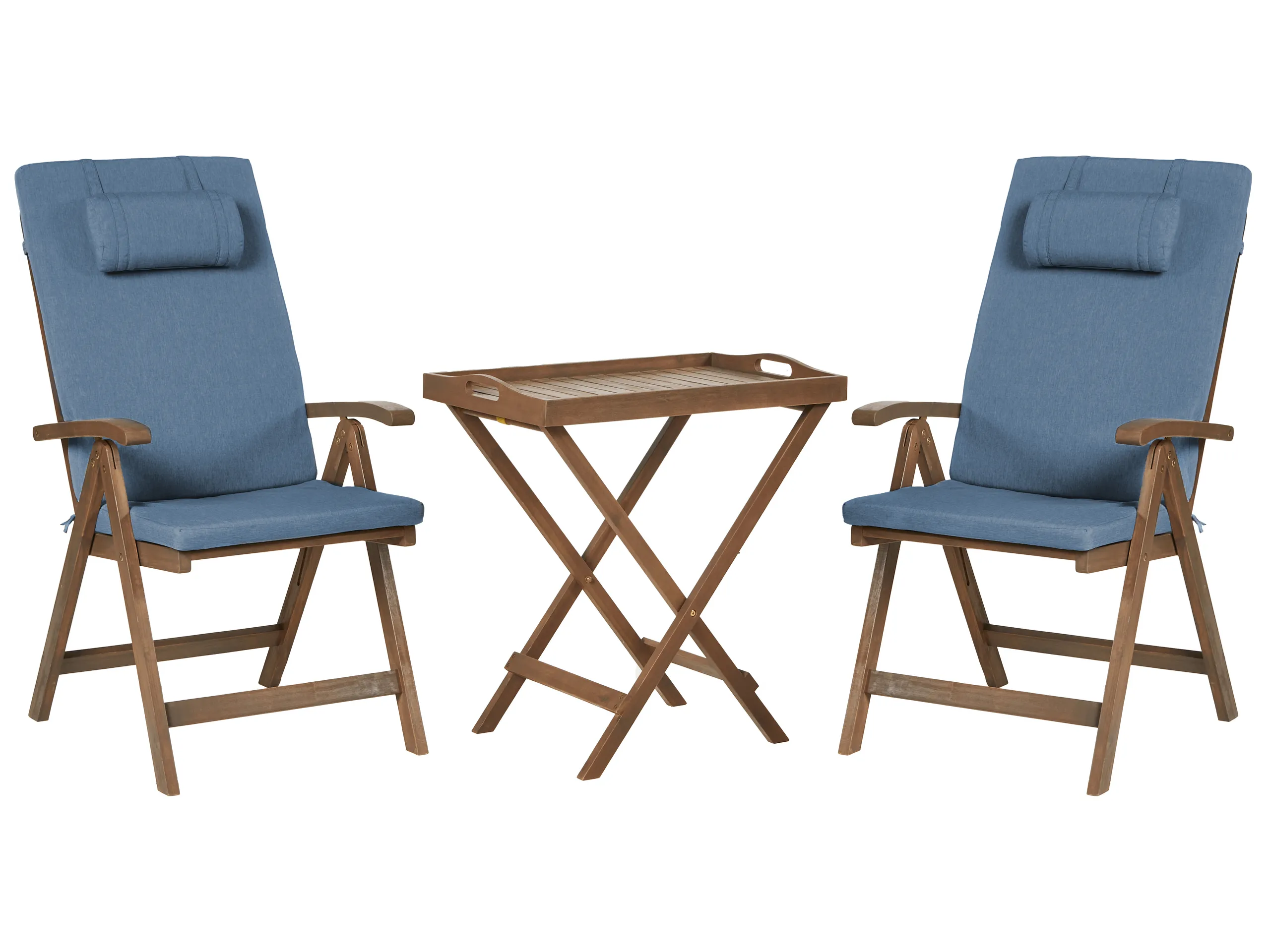Bistro Set AMANTEA PREMIUM Acacia Wood Blue