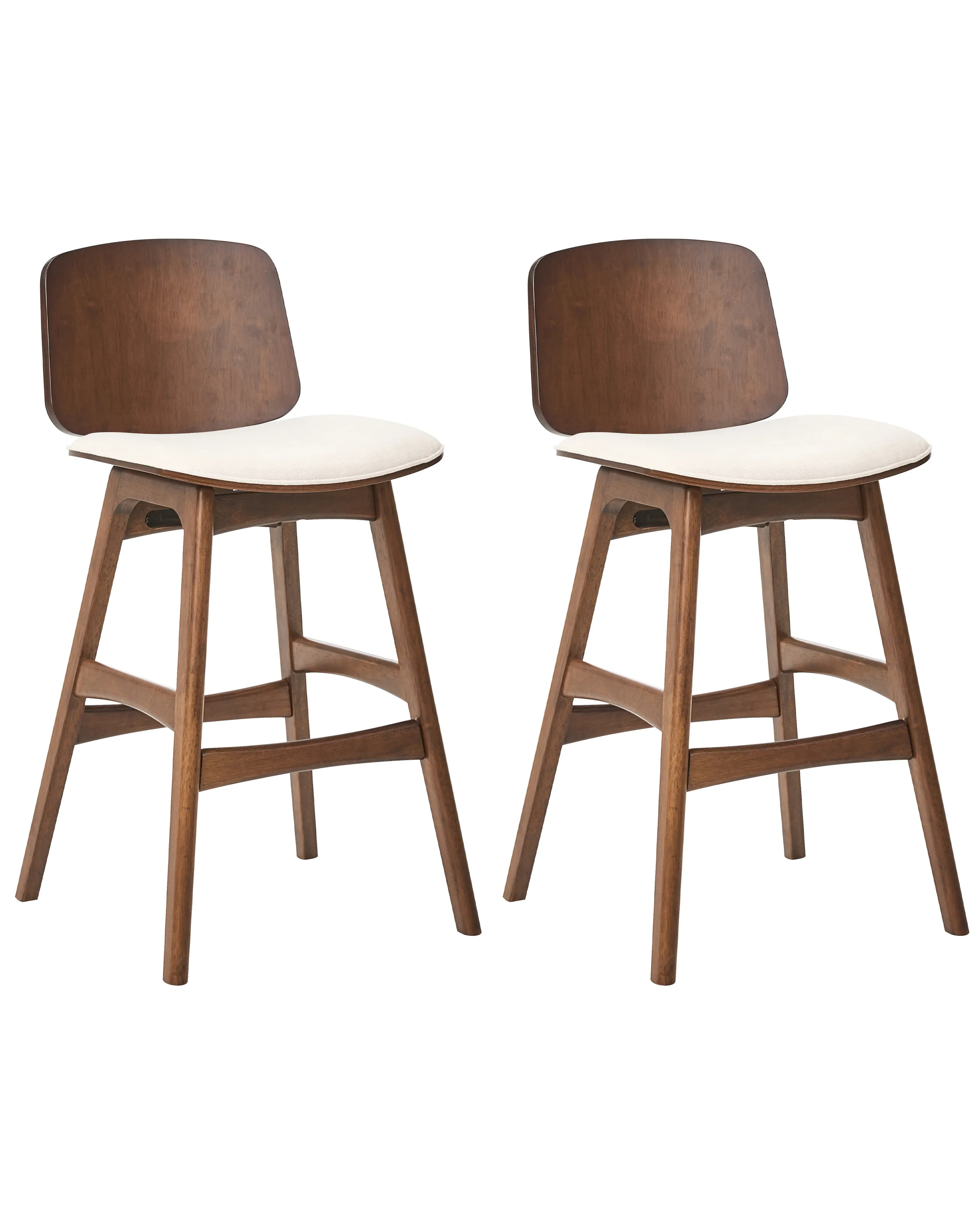 Conjunto de 2 sillas de bar CHARLESTON Madera Marrón/Beige claro