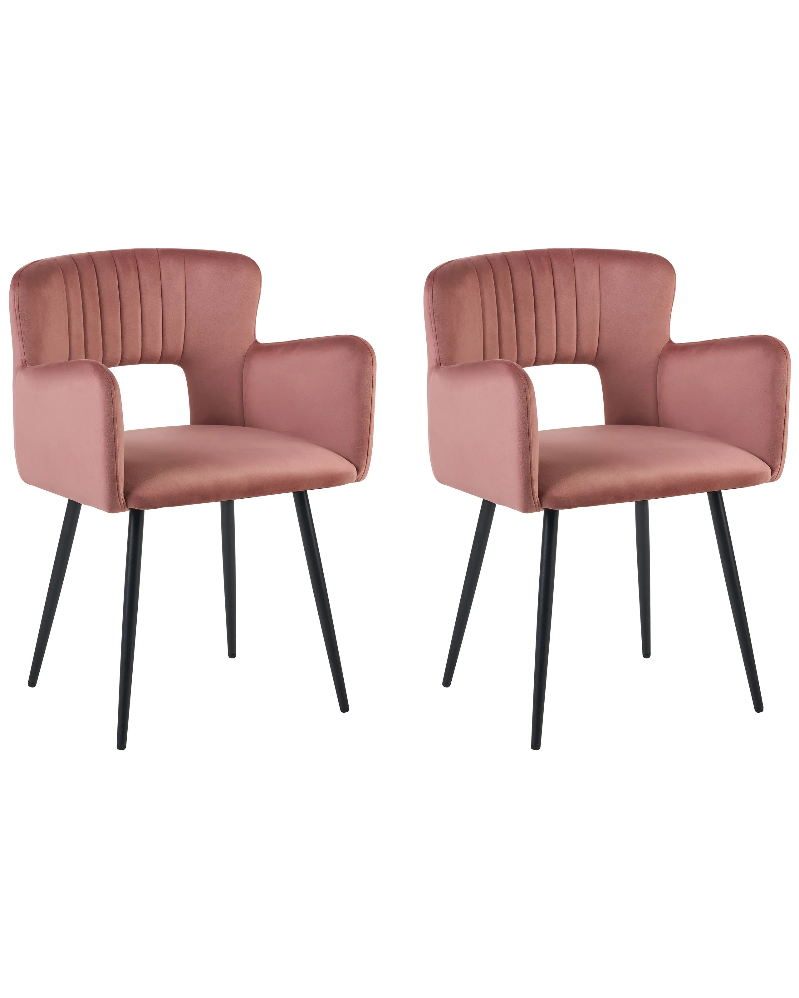 Conjunto de 2 sillas de comedor SANILAC Terciopelo Rosa pastel