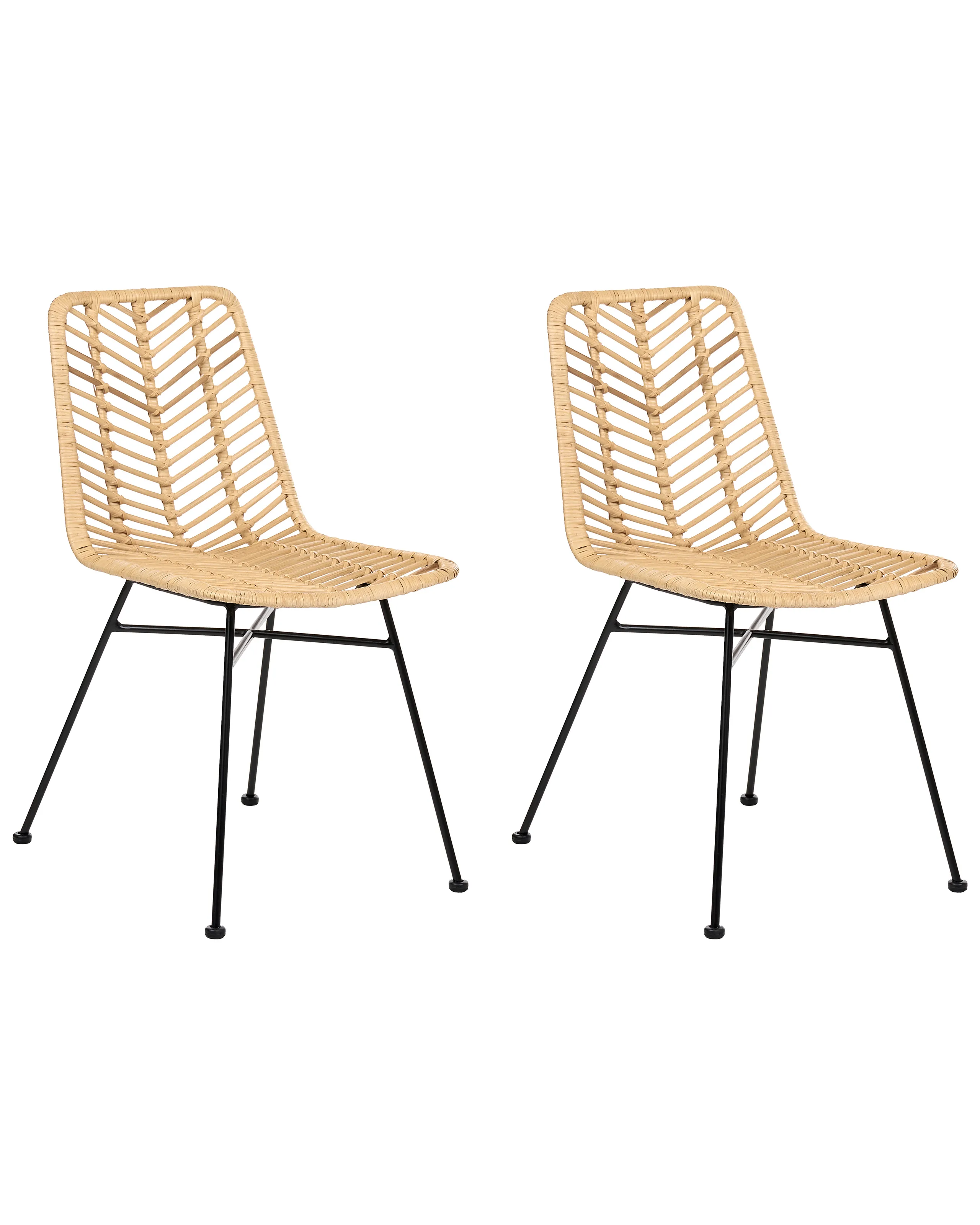 Conjunto de 2 sillas de comedor DILLEY Ratán Natural