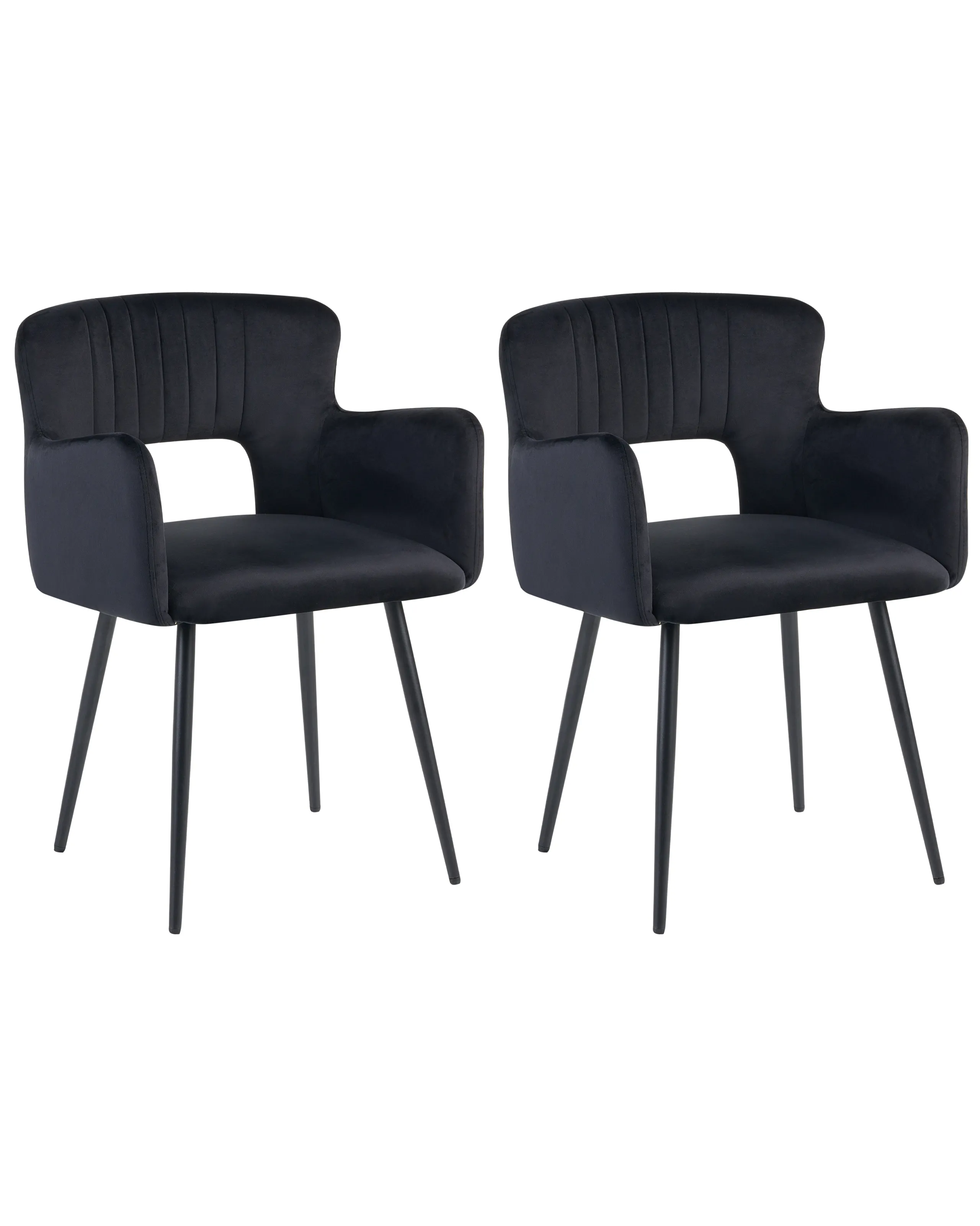 Conjunto de 2 sillas de comedor SANILAC Terciopelo Negro
