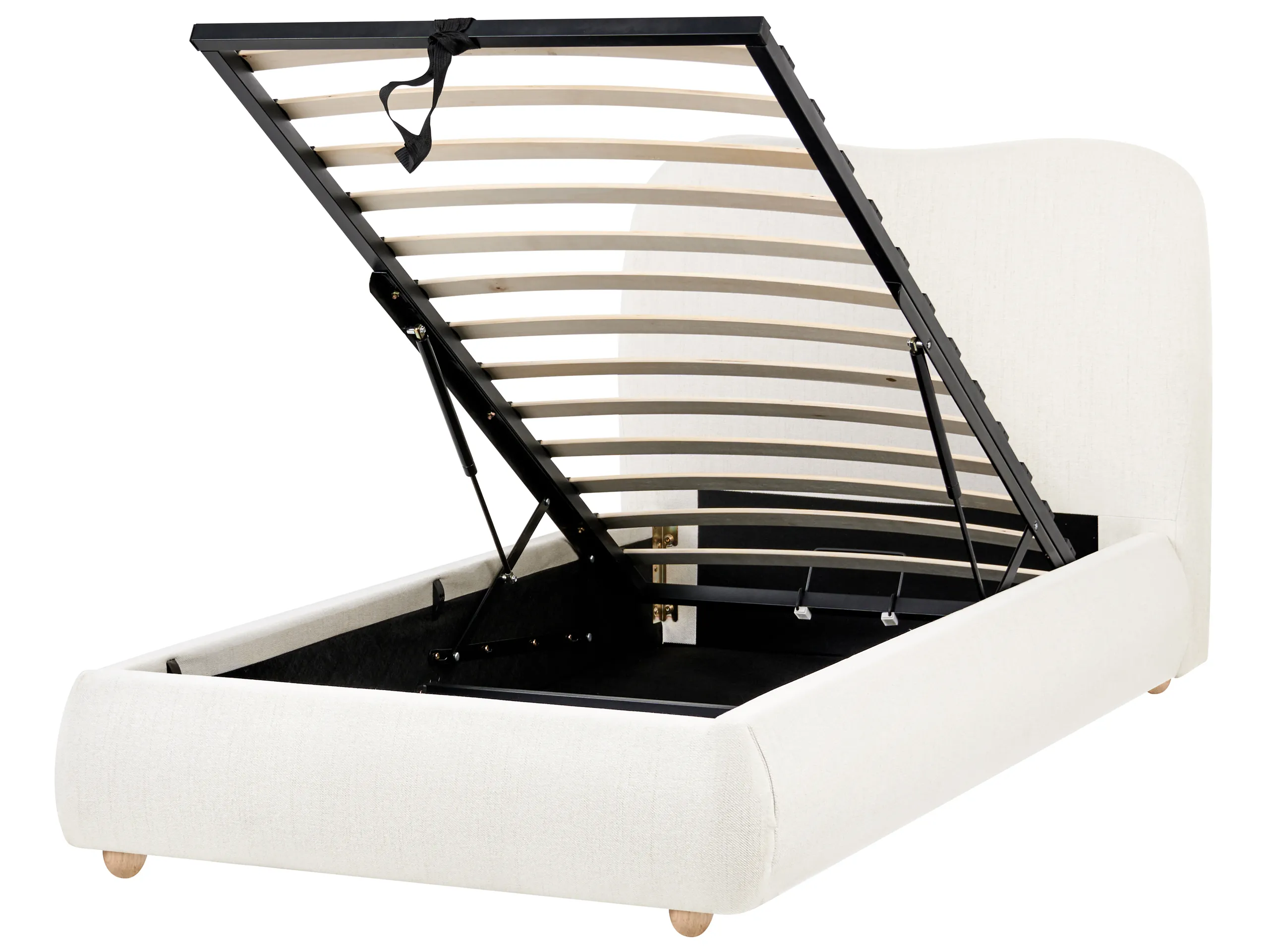 Cama con almacenaje Tela BLAGNAC 90 x 200 cm Blanco crema