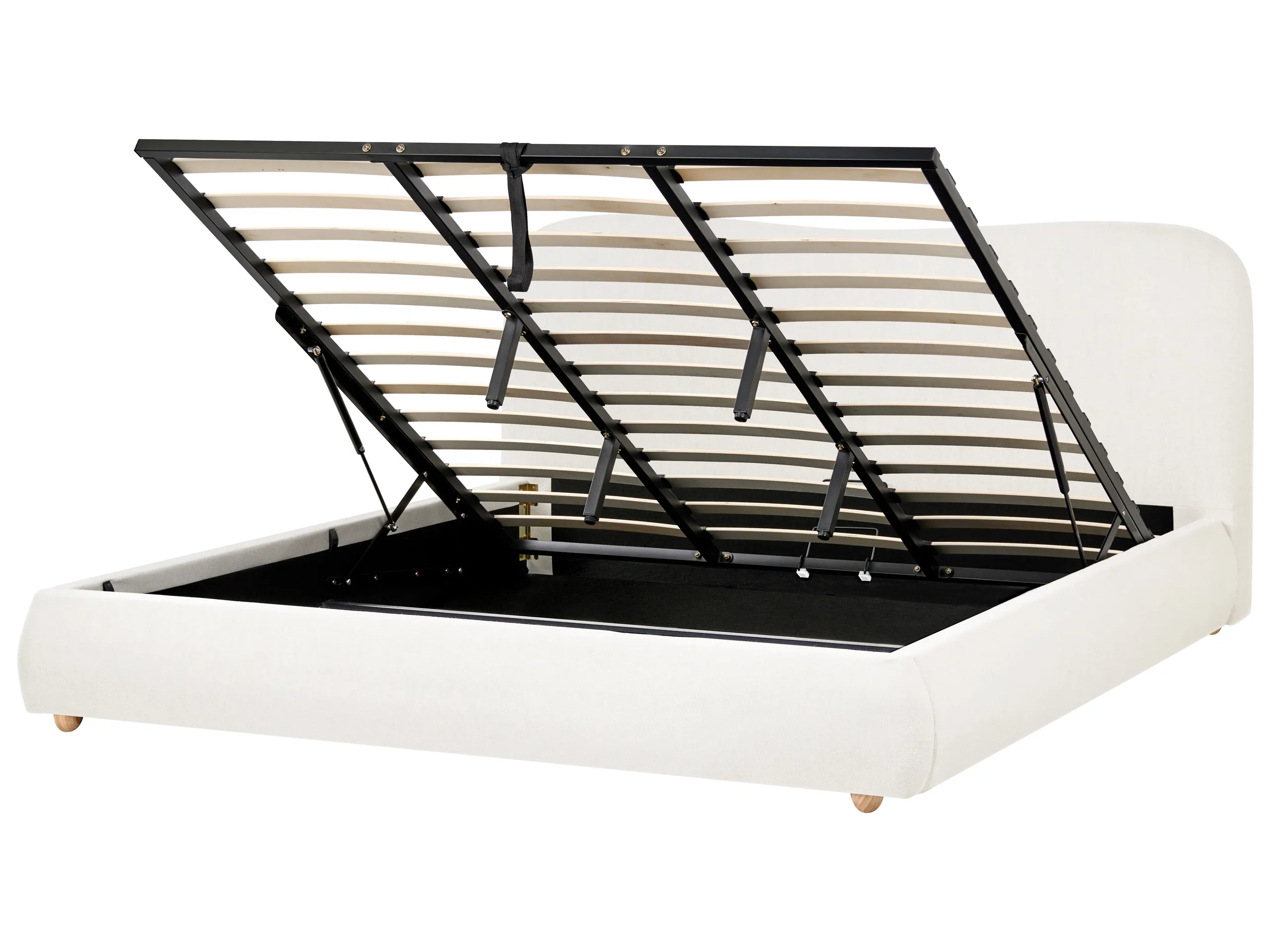 Cama con almacenaje Tela BLAGNAC 180 x 200 cm Blanco crema