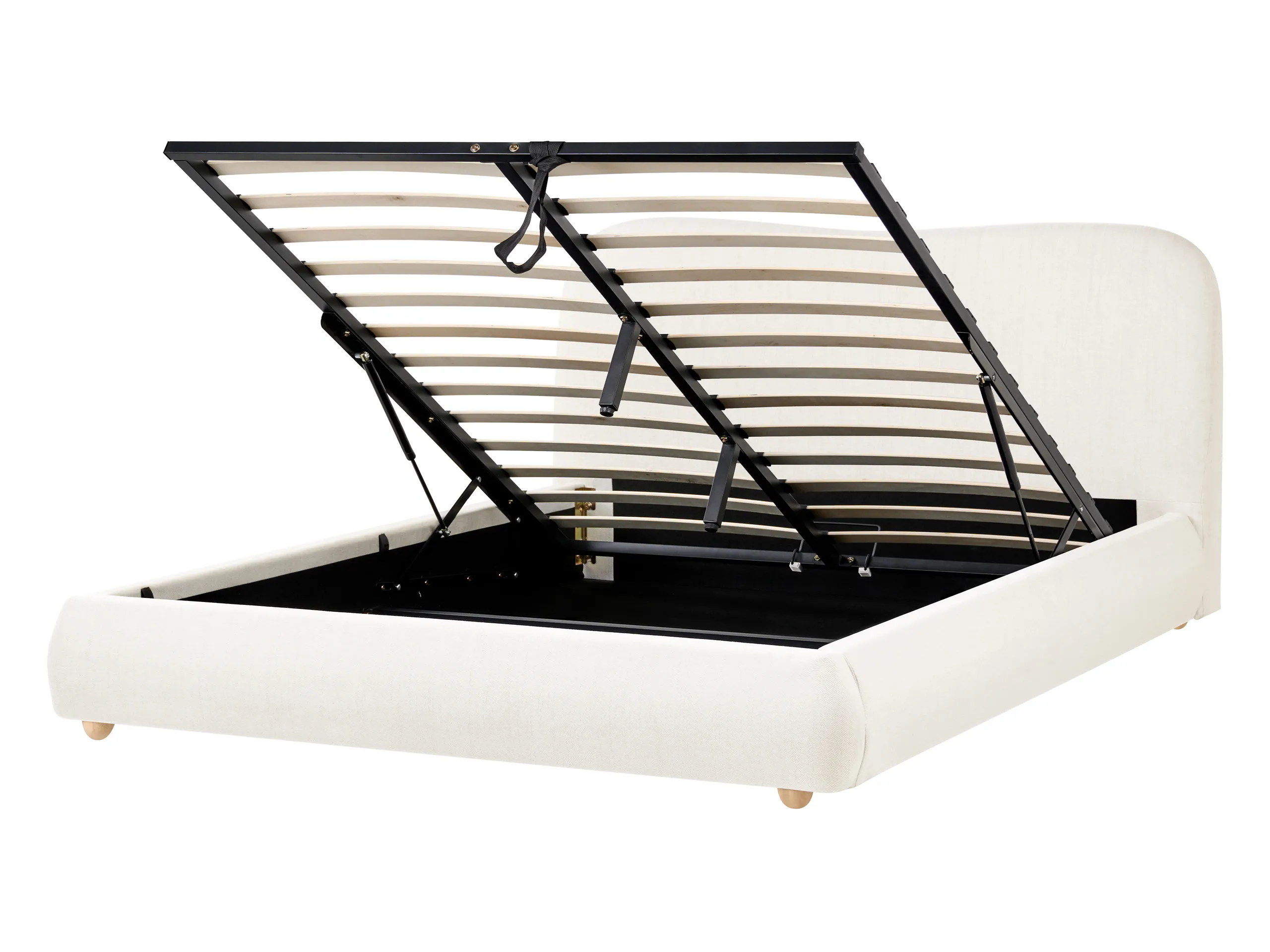 Cama con almacenaje Tela BLAGNAC 140 x 200 cm Blanco crema