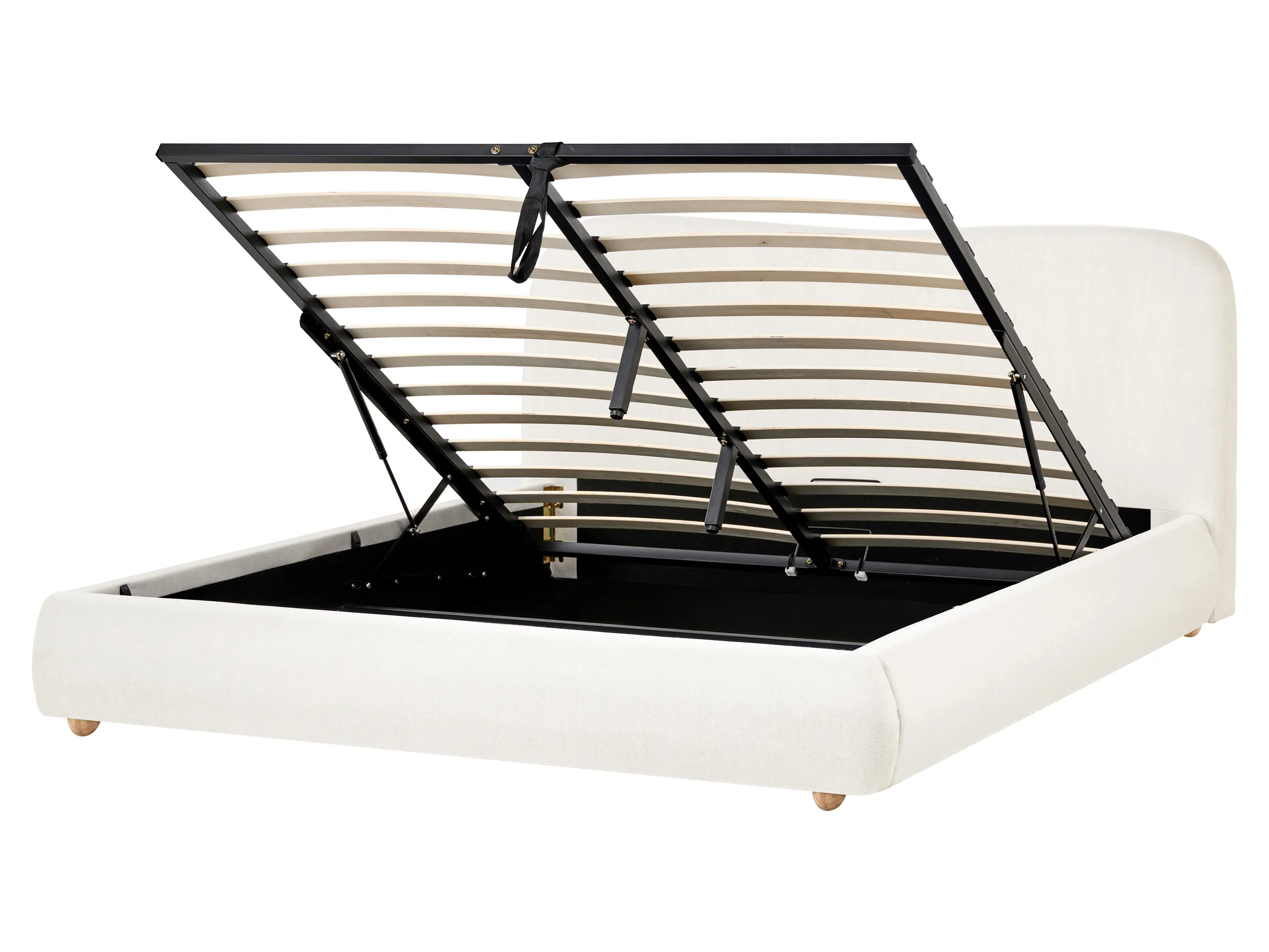 Cama con almacenaje Tela BLAGNAC 160 x 200 cm Blanco crema