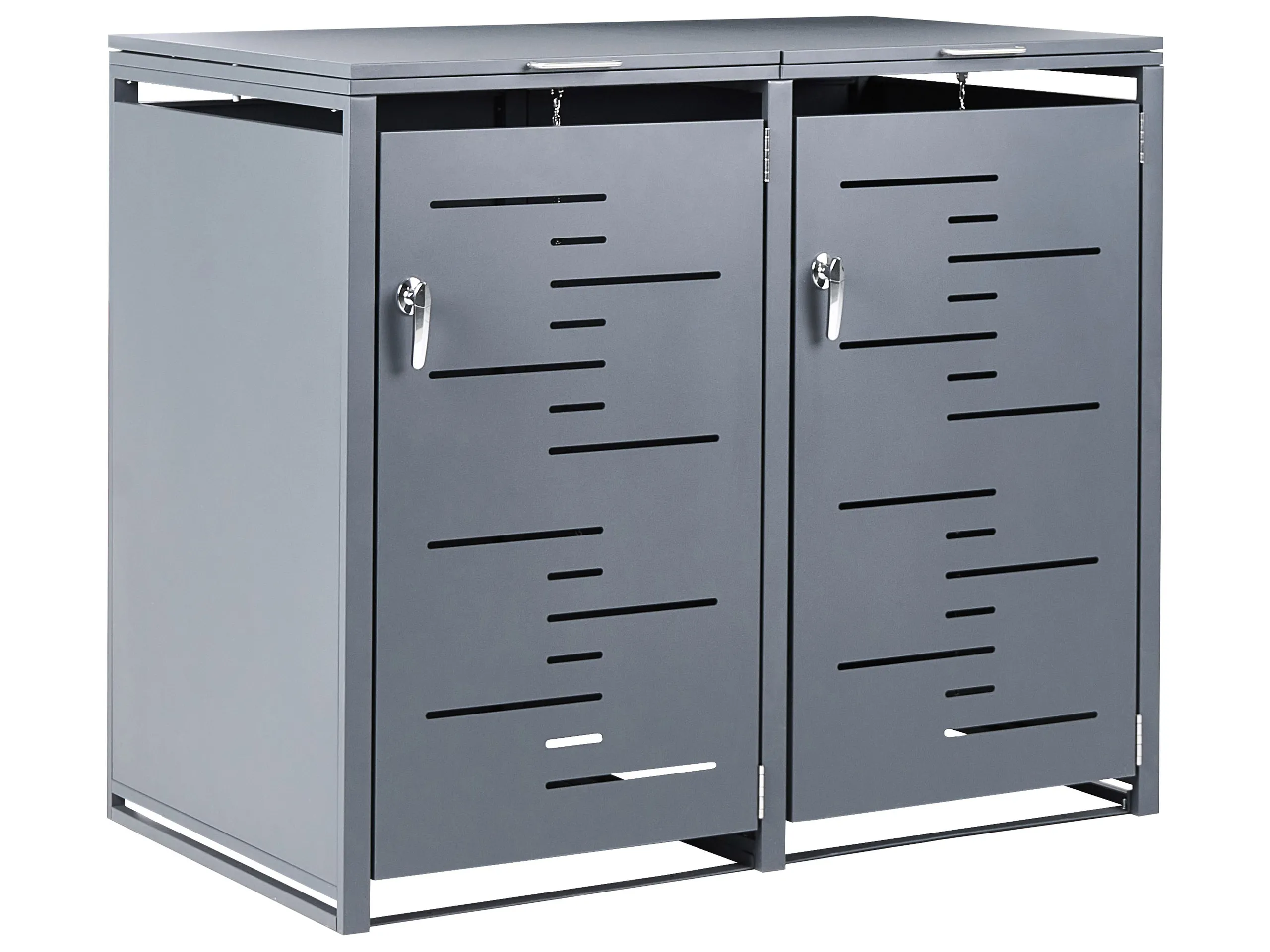 Cobertizo para cubo de basura 480 L PERISSA Doble Metal Gris oscuro