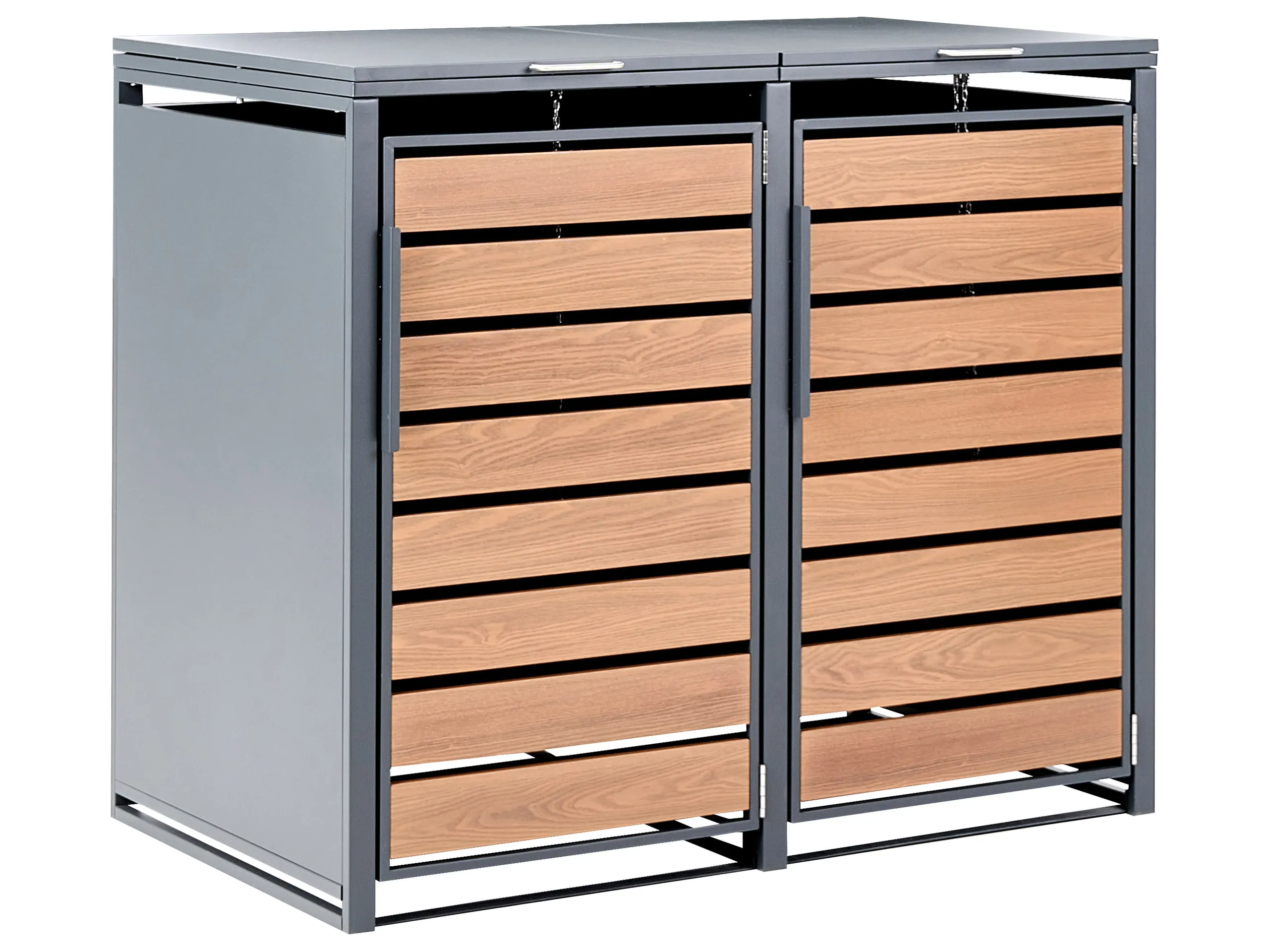 Cobertizo para cubo de basura 480 L POLICORO Doble Metal Gris oscuro